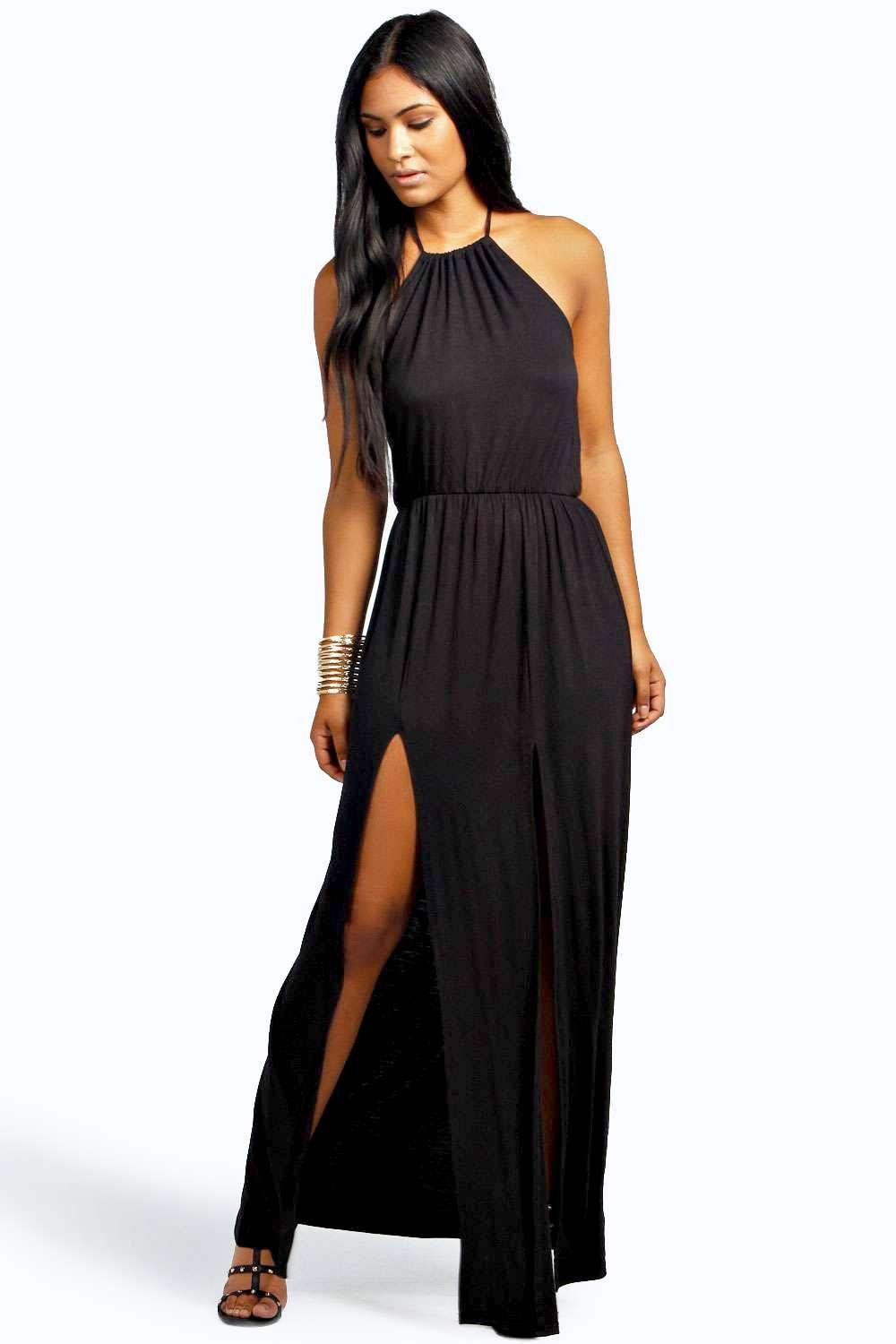 Boohoo Womens Serena Bagged Over Double Split Maxi Dress Ebay 