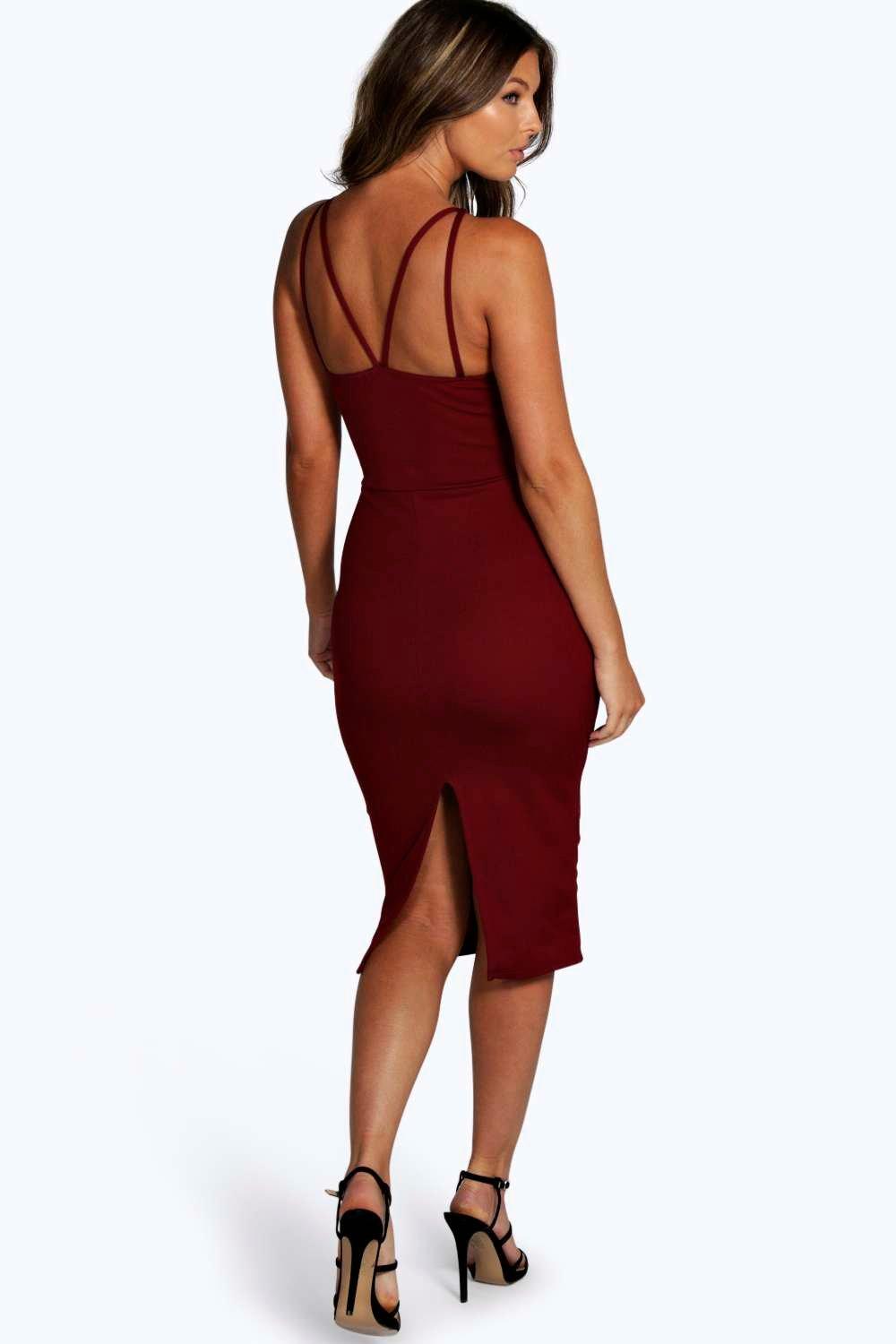 boohoo burgundy lace dress