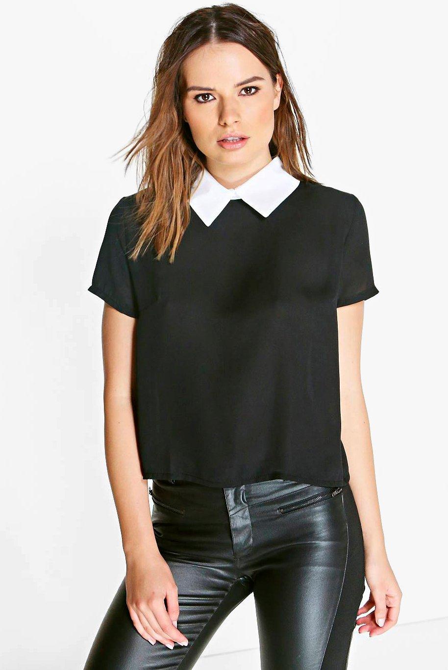 Piece ladies short sleeve blouse with collar online knit