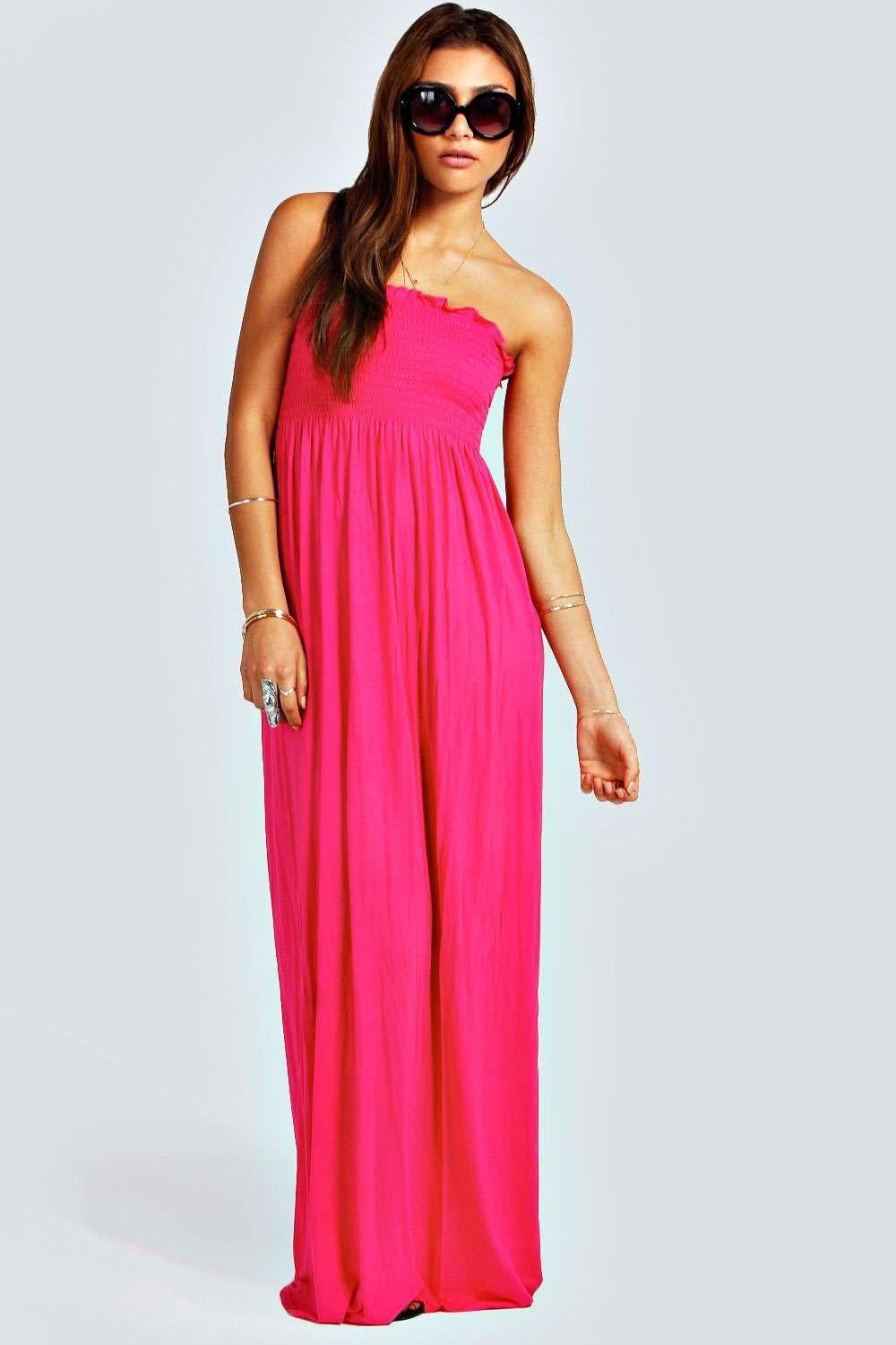 shirred bandeau dress