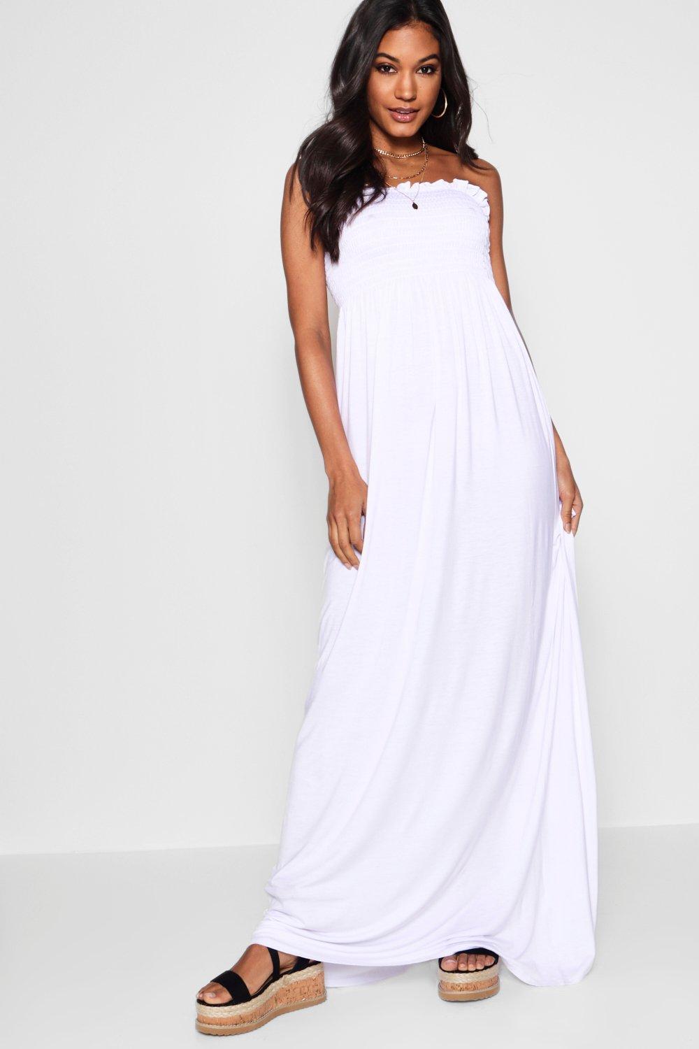 shirred bandeau dress