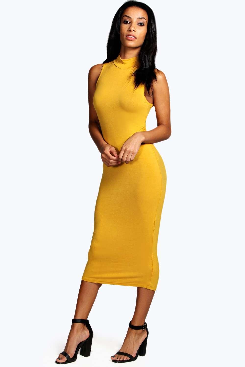 Boohoo Womens Billie Turtle Neck Sleeveless Midi Bodycon Dress Ebay