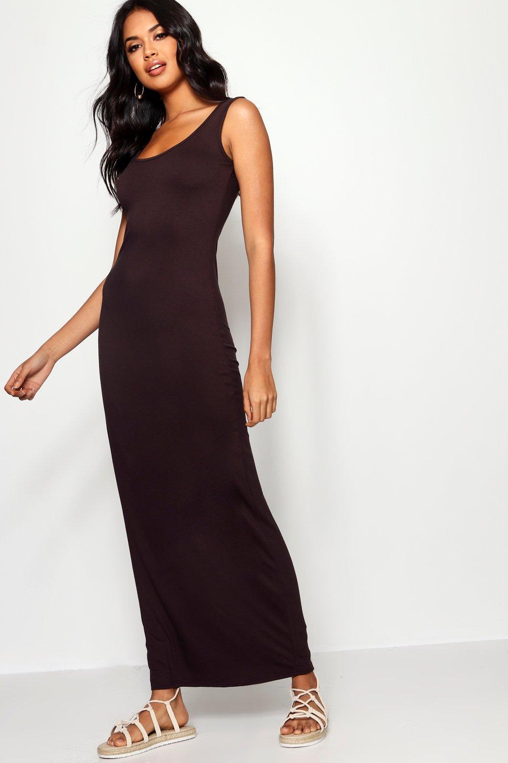 Boohoo Basic Maxi Jurk, Chocolate