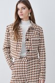 Brown Check Tweed Cropped Jacket 