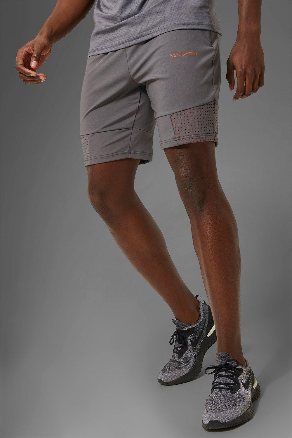 Man Active Shorts Med Meshpaneler, Grey