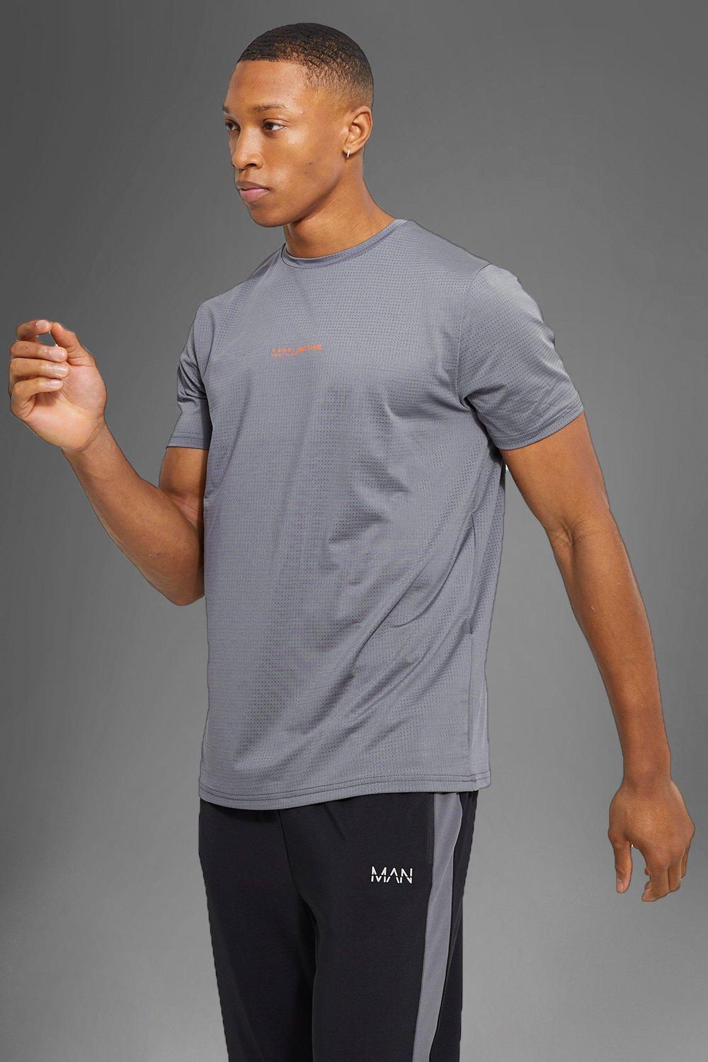 Man Active T-Shirt Med Kontrastdetaljer, Grey