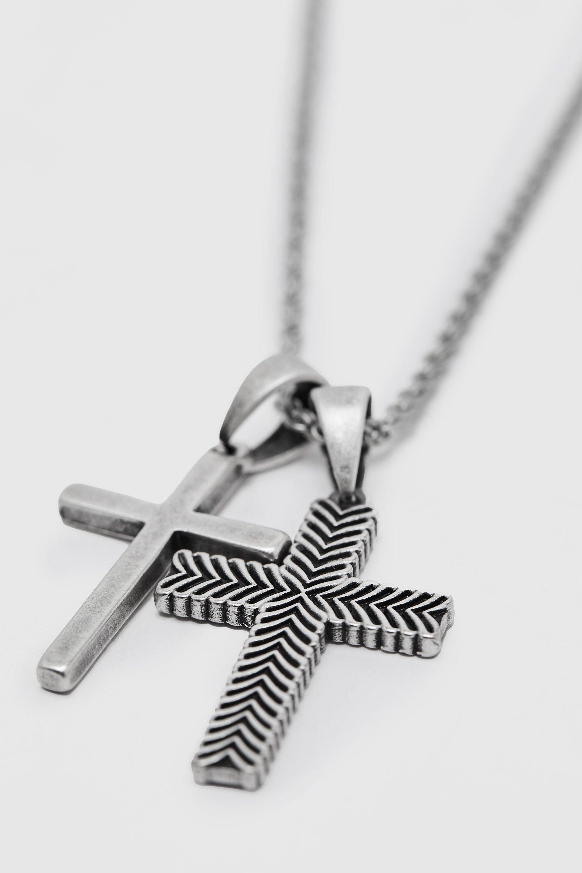 Double Cross Detail Necklace, Multi