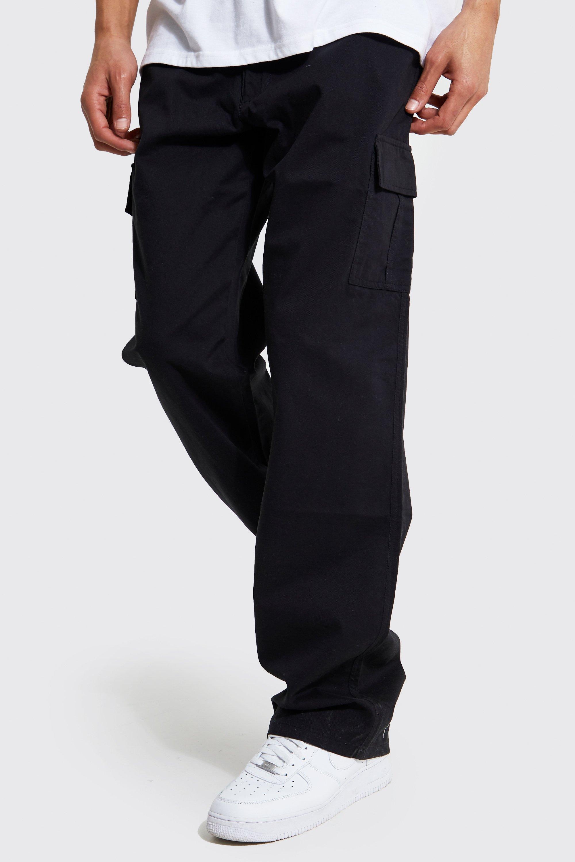 Mens Black Tall Relaxed Fit Cargo Trousers product