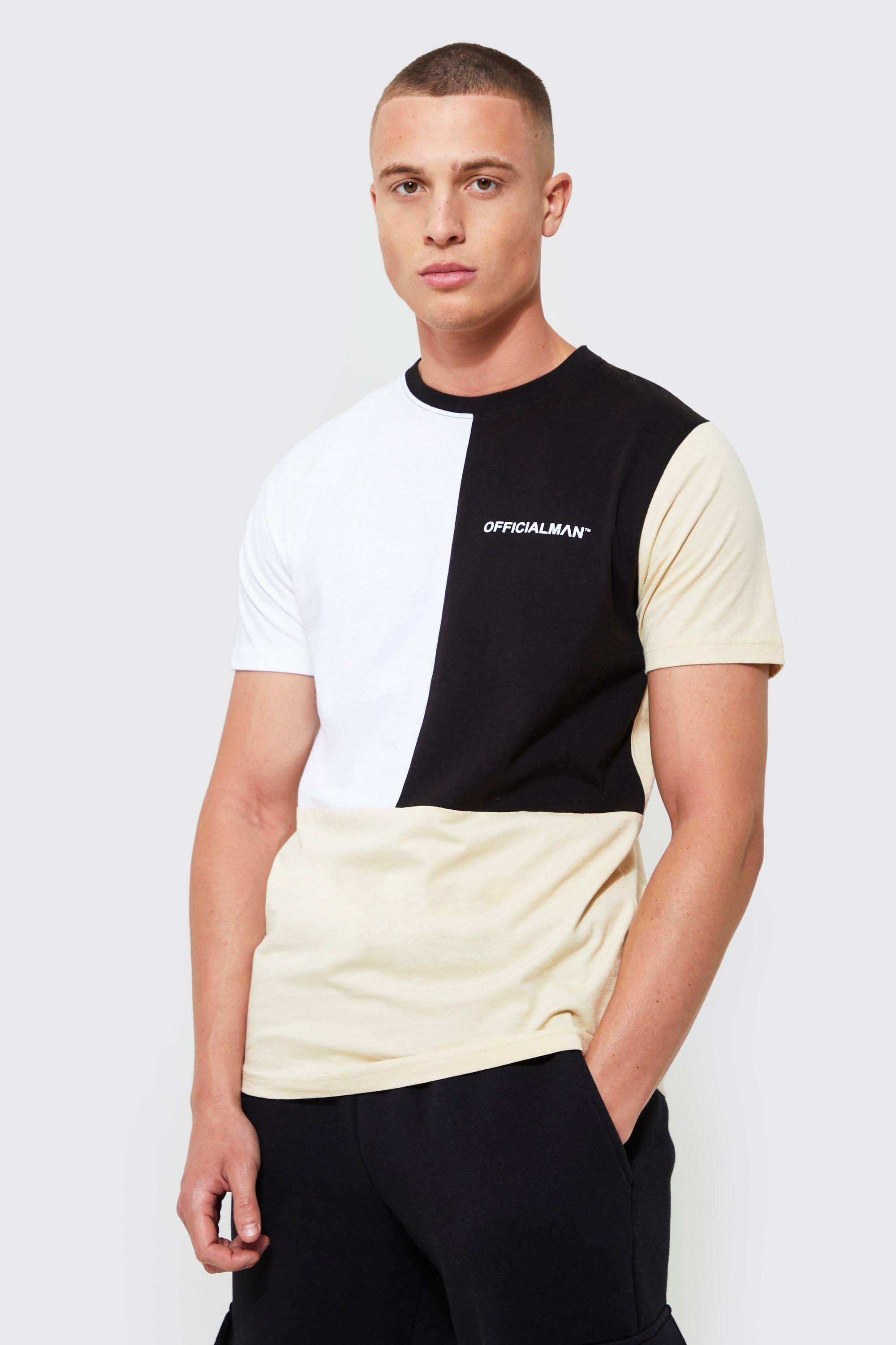 Man Official Colour Block T-Shirt, Sand