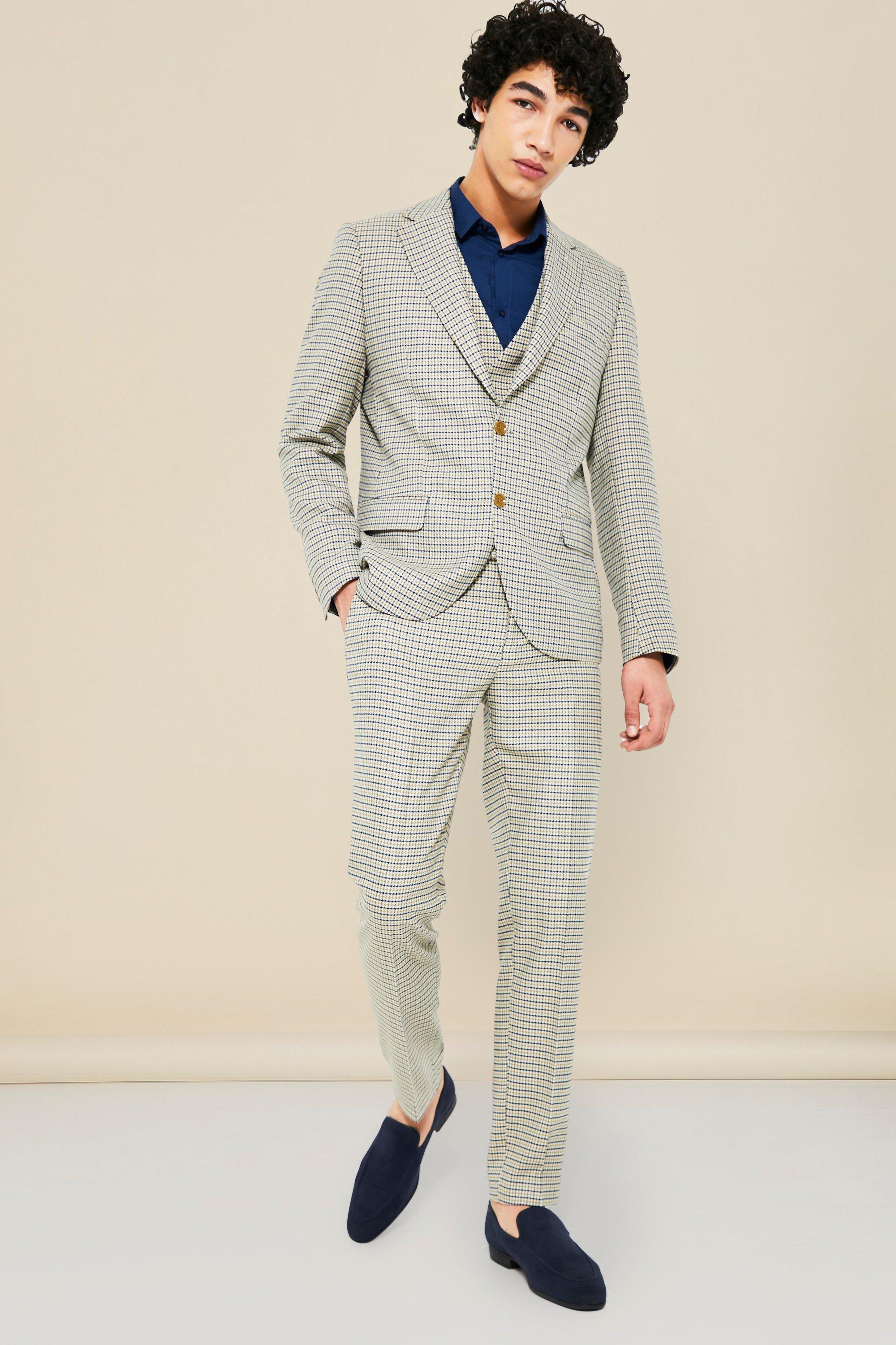 veste de costume cintrée à imprimé pied-de-poule homme - multicolore - 38, multicolore