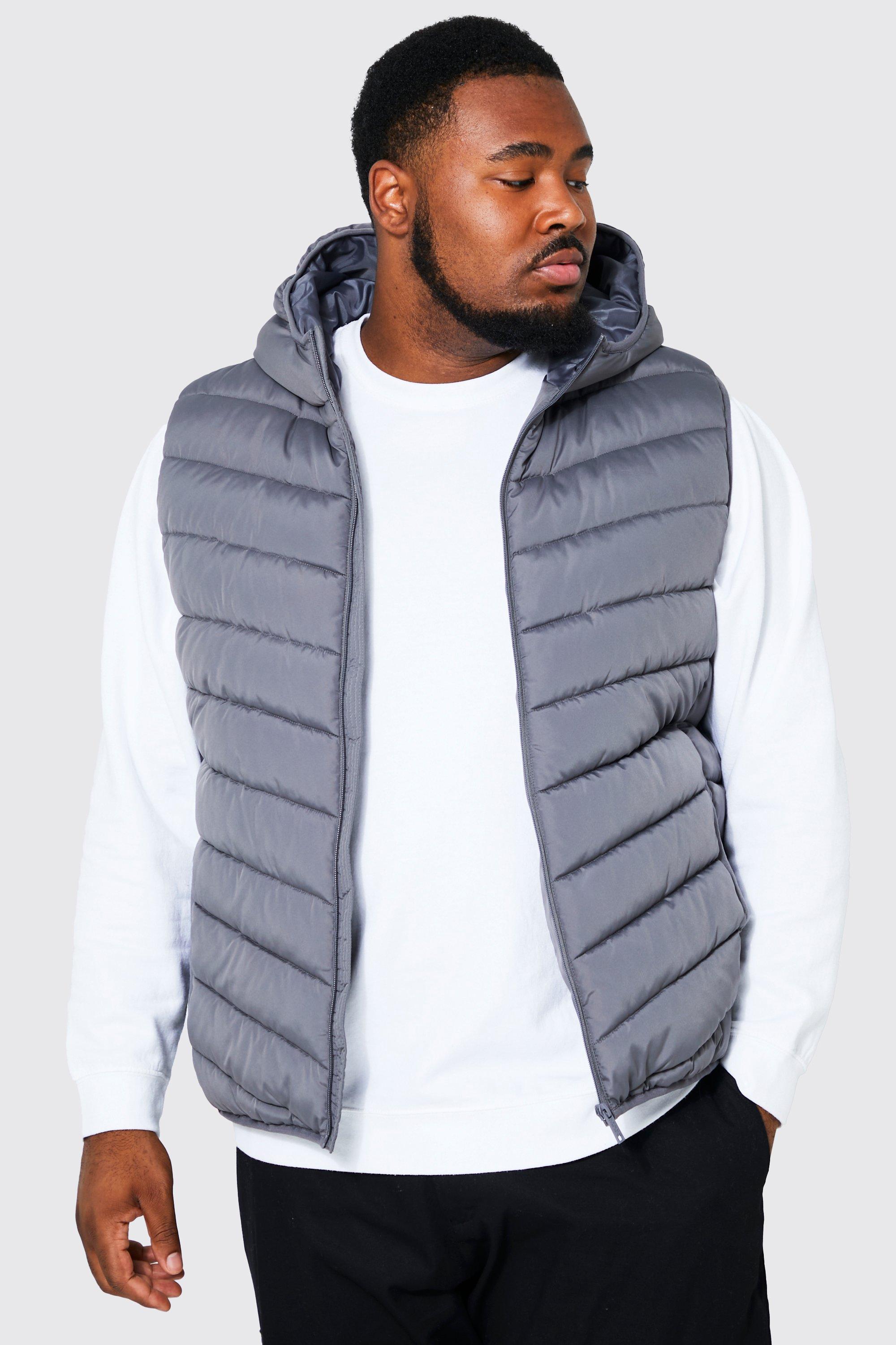 Mens Charcoal Plus Quilted Zip Through Gilet product