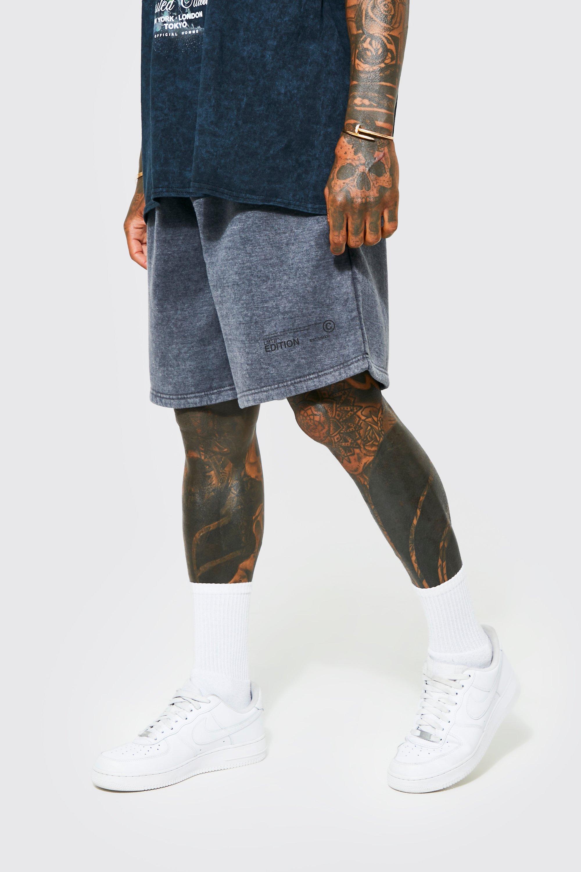Oversized Washed Jersey Shorts, Grey
