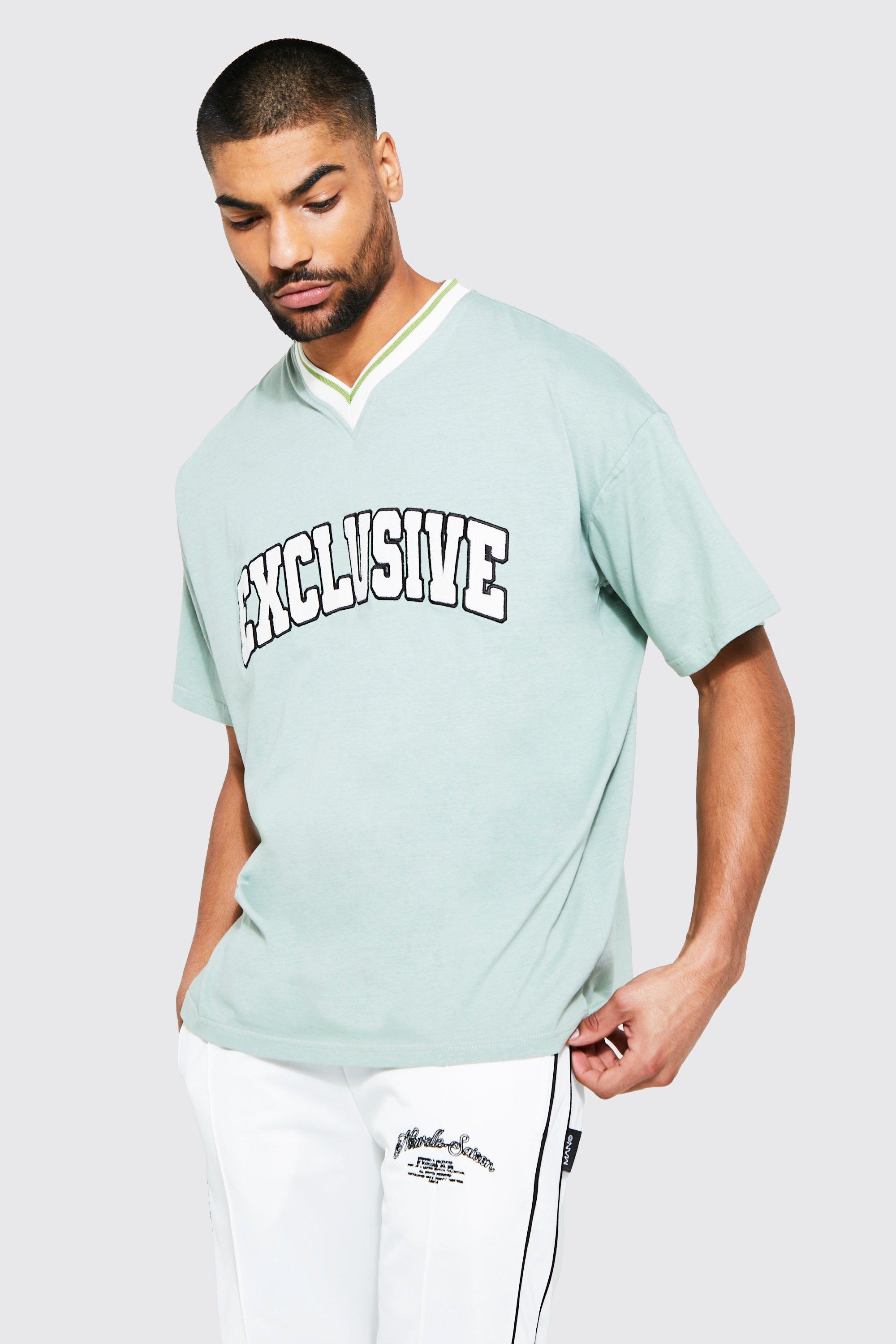 Oversized Exclusive T-Shirt Met V-Hals, Sage