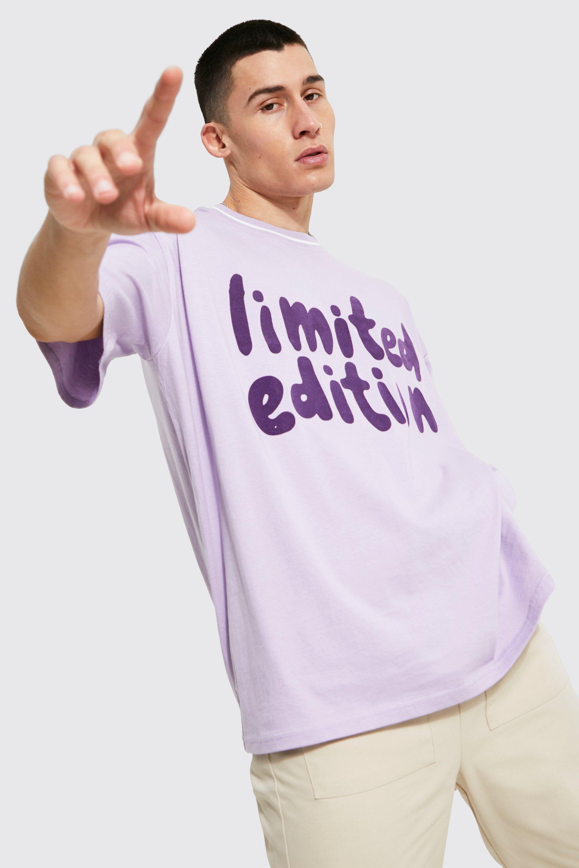 Oversized Geribbeld Gestreept Limited Edition T-Shirt, Lilac