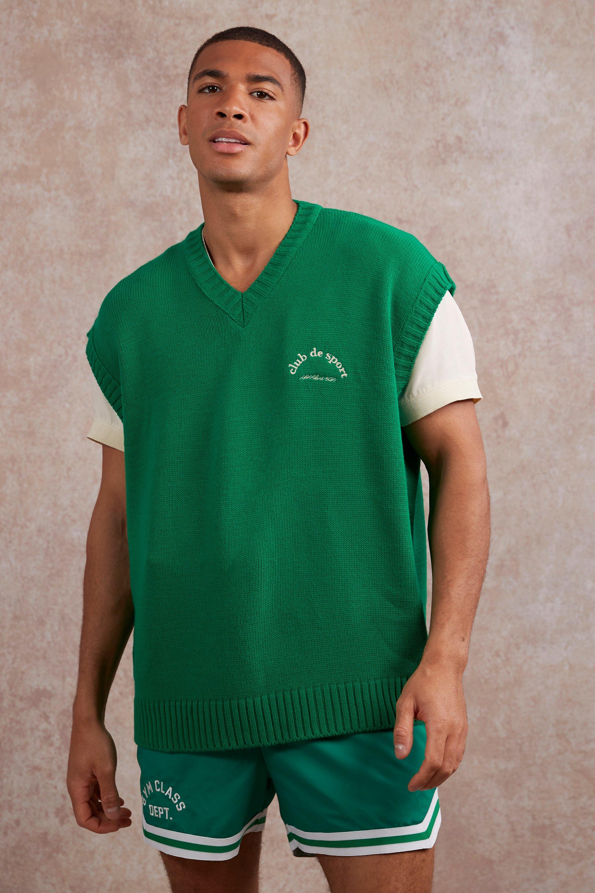 Oversized Gebreid Geborduurd Hemd, Green