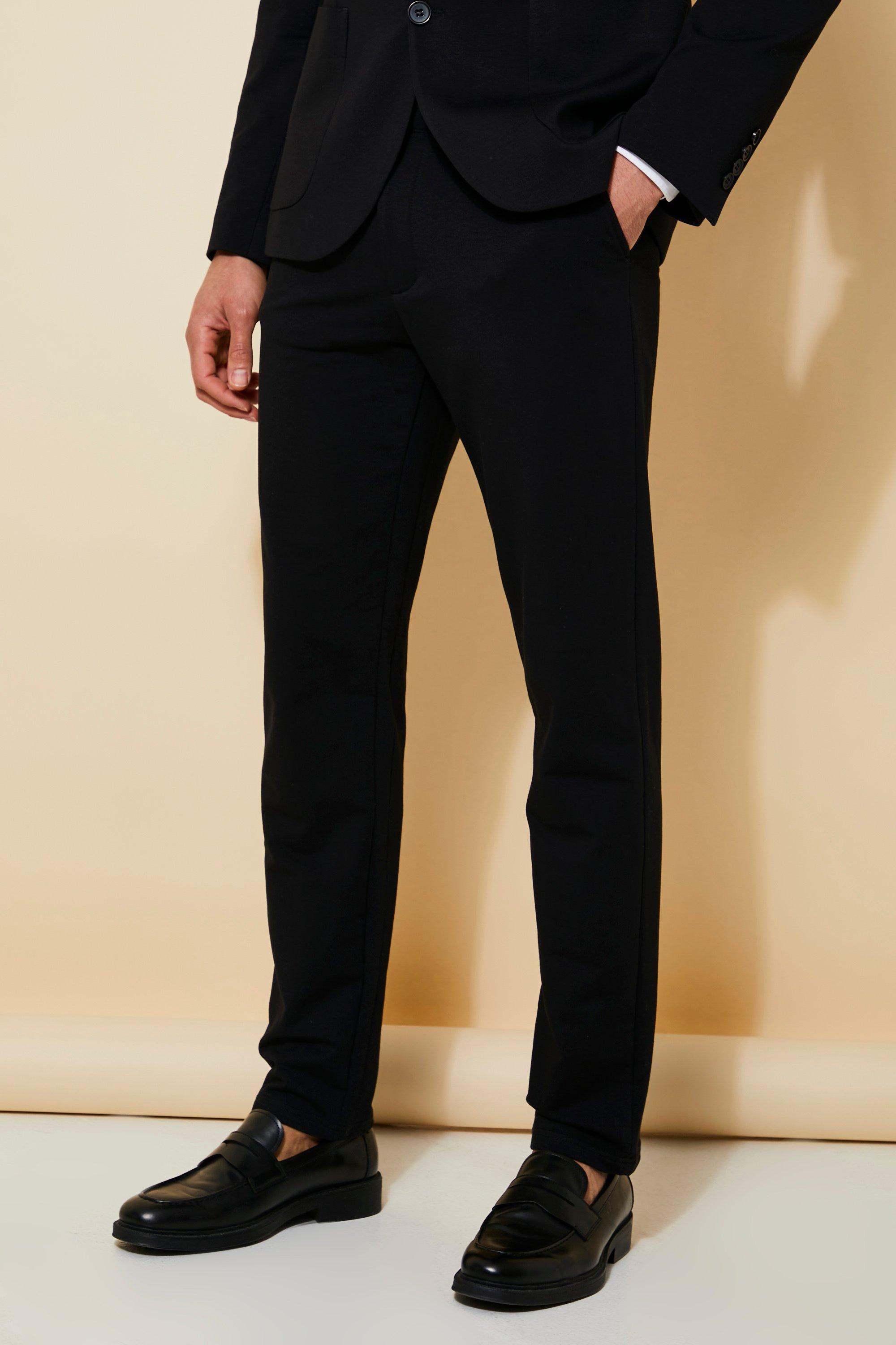 Jersey Slim Suit Pants, Black