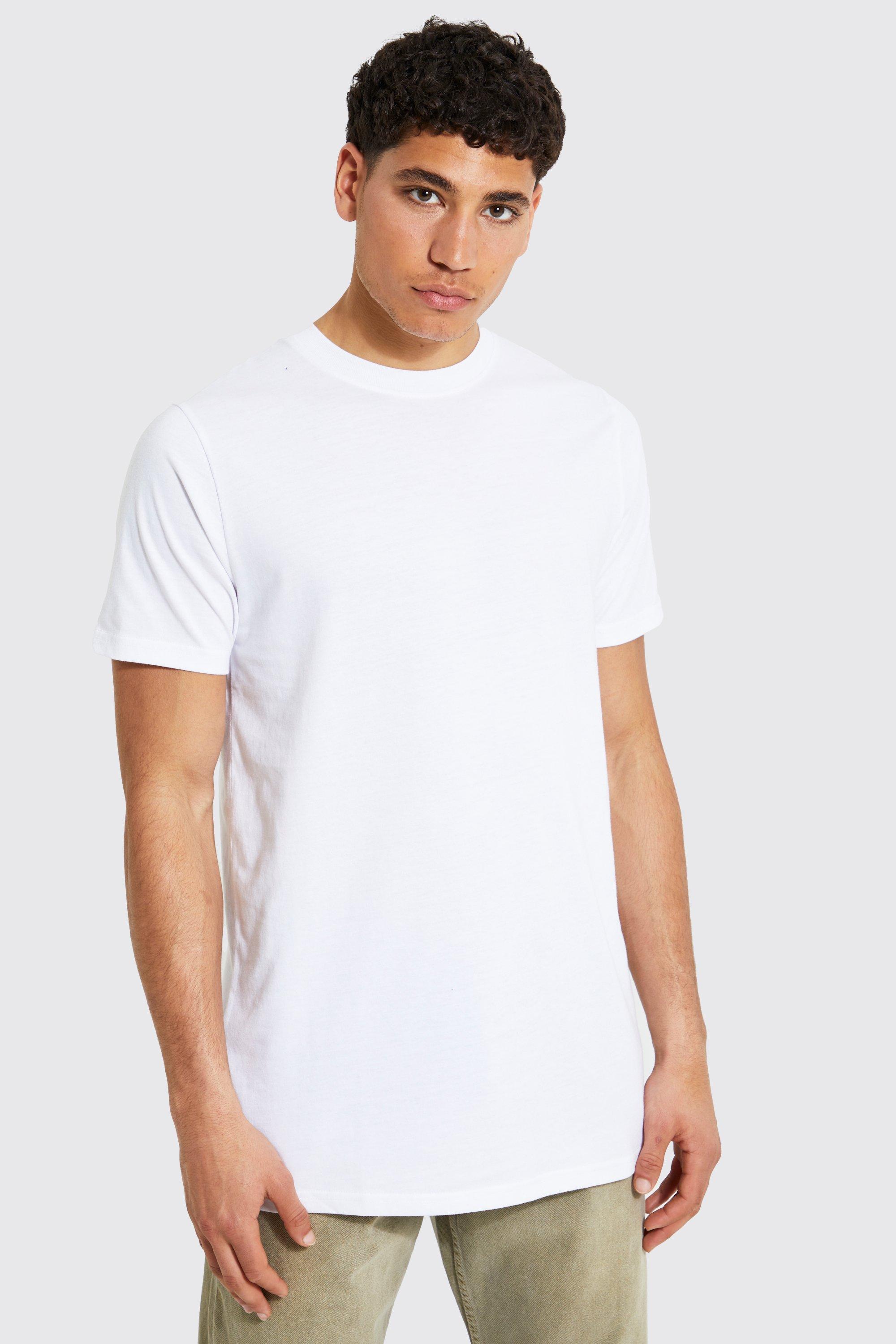 Long Line T-Shirt Met Crewneck, White