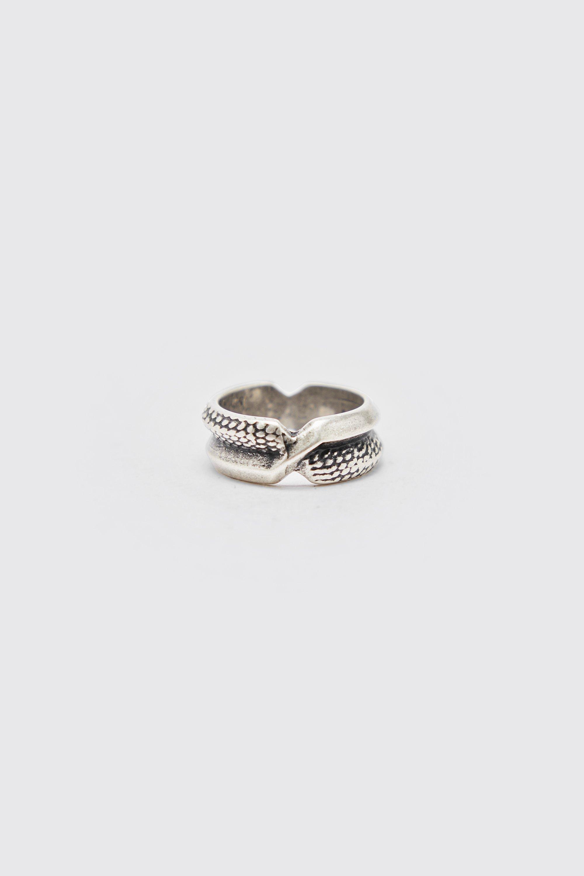 Mens Silver Twisted Textured Ring product