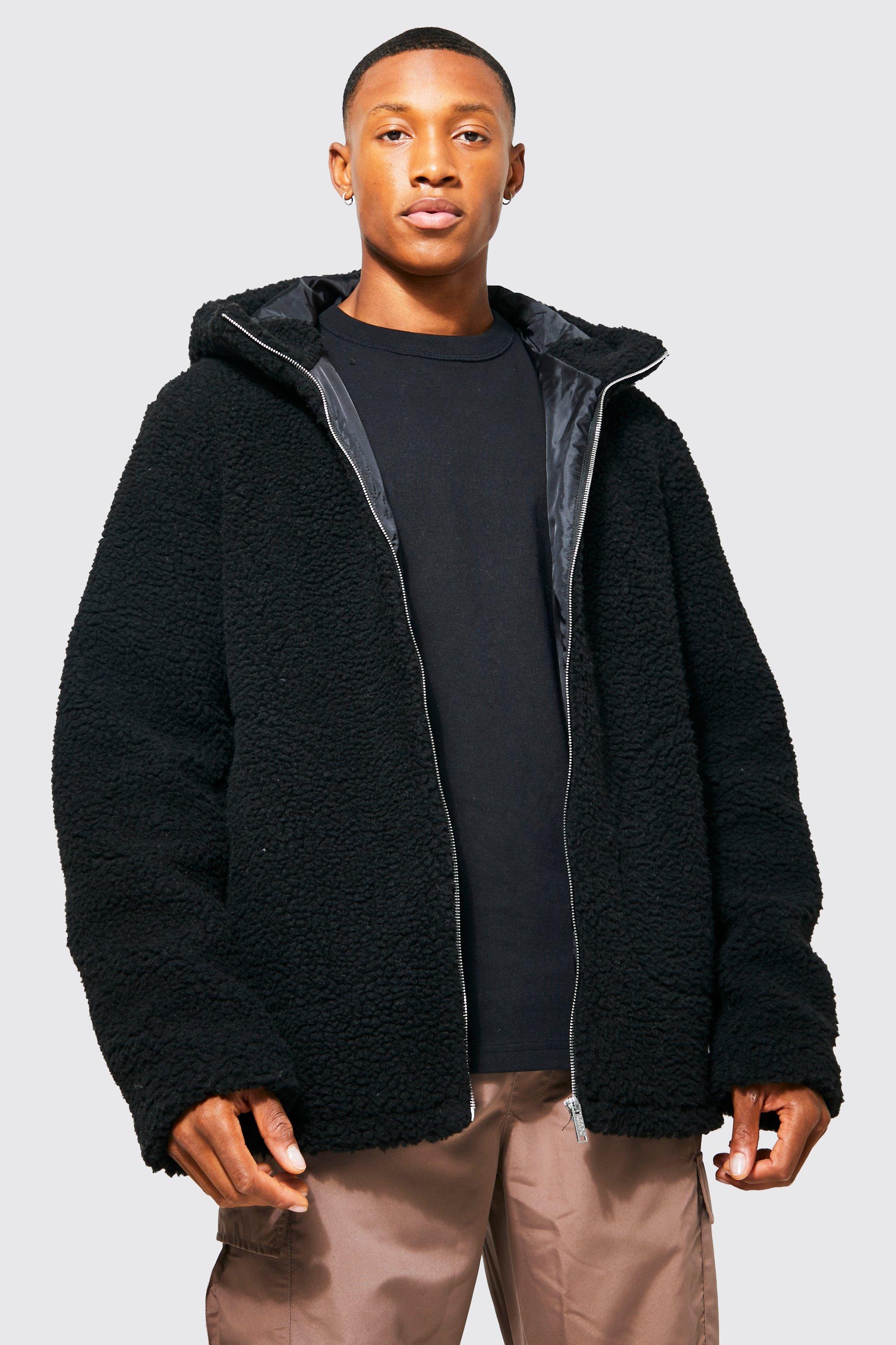 veste zippée en polaire à capuche homme - noir - xs, noir