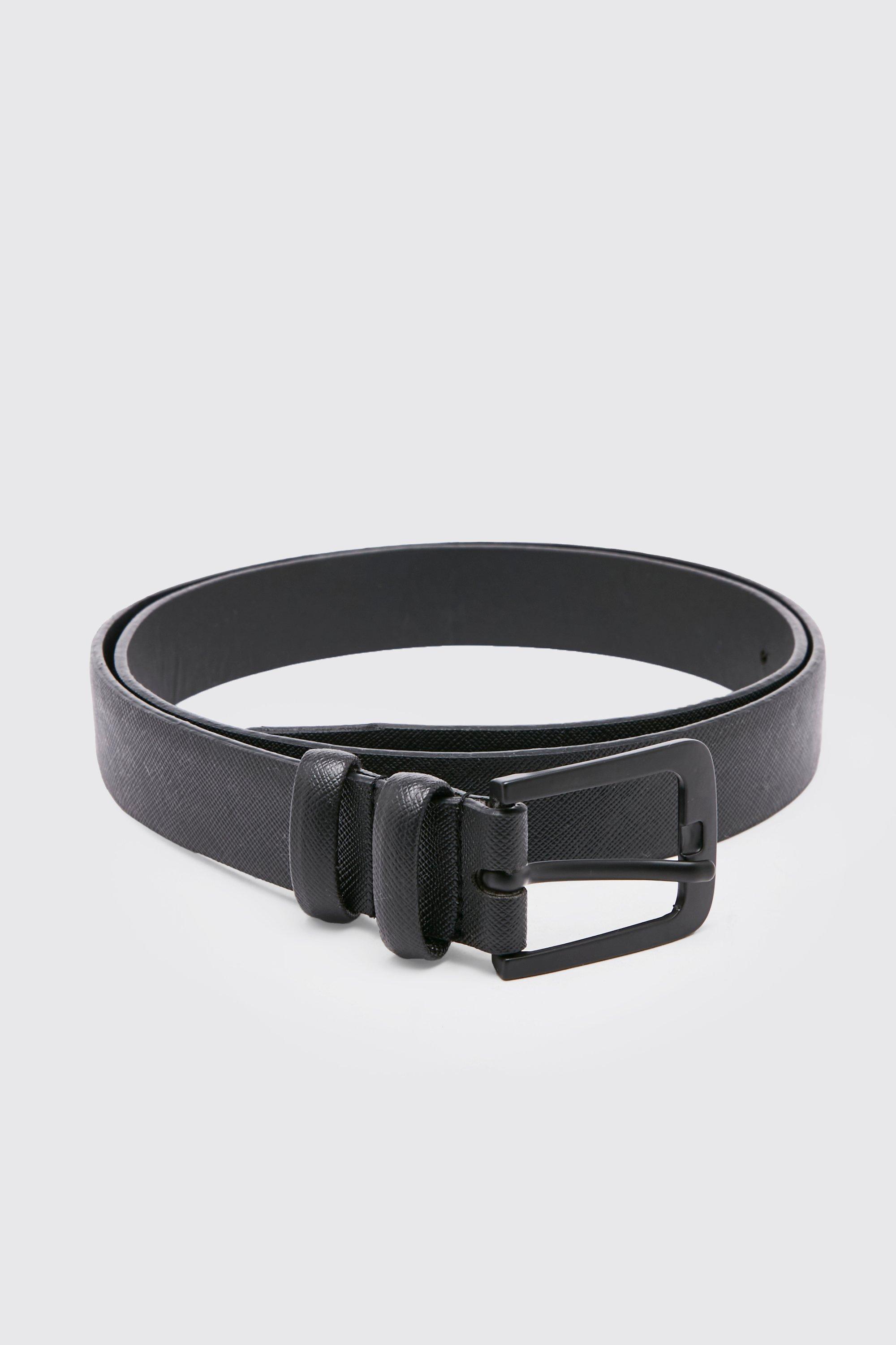 Boohoo Faux Leather Saffiano Belt, Black