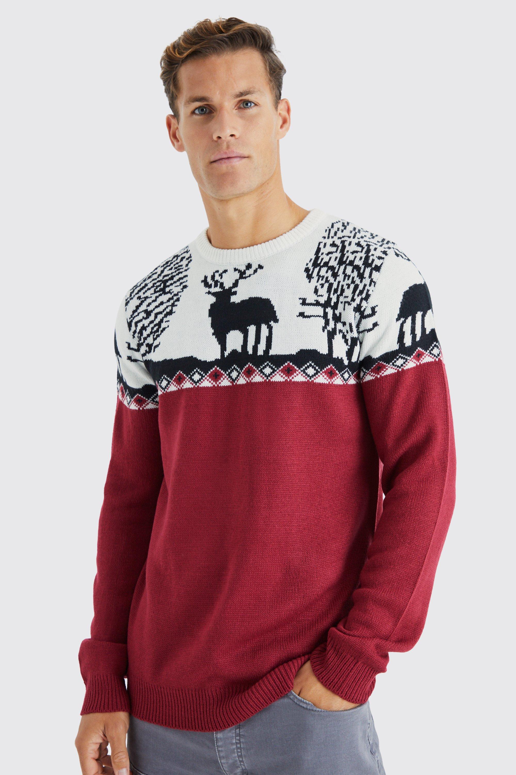Image of Pullover natalizio Tall in maglia con motivi Fairisle, Rosso