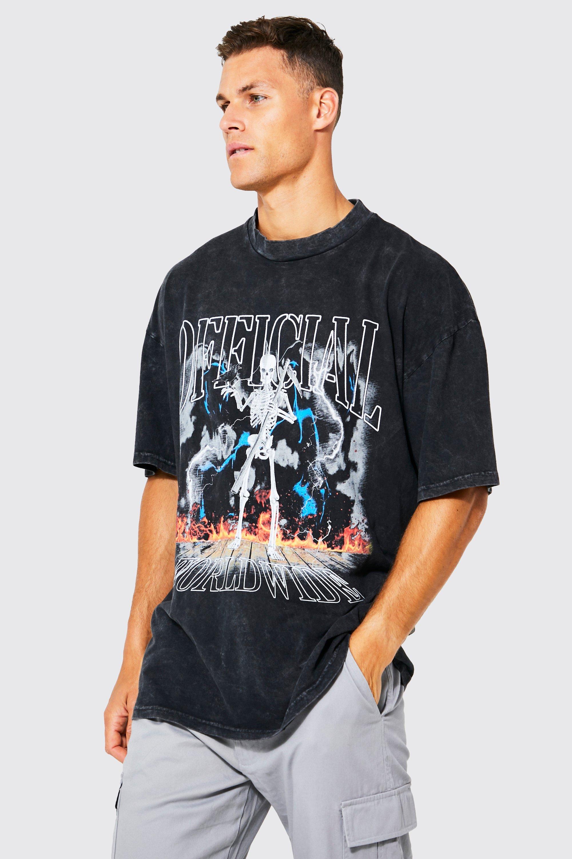 Tall Acid Wash Official Graphic T-Shirt, Charcoal