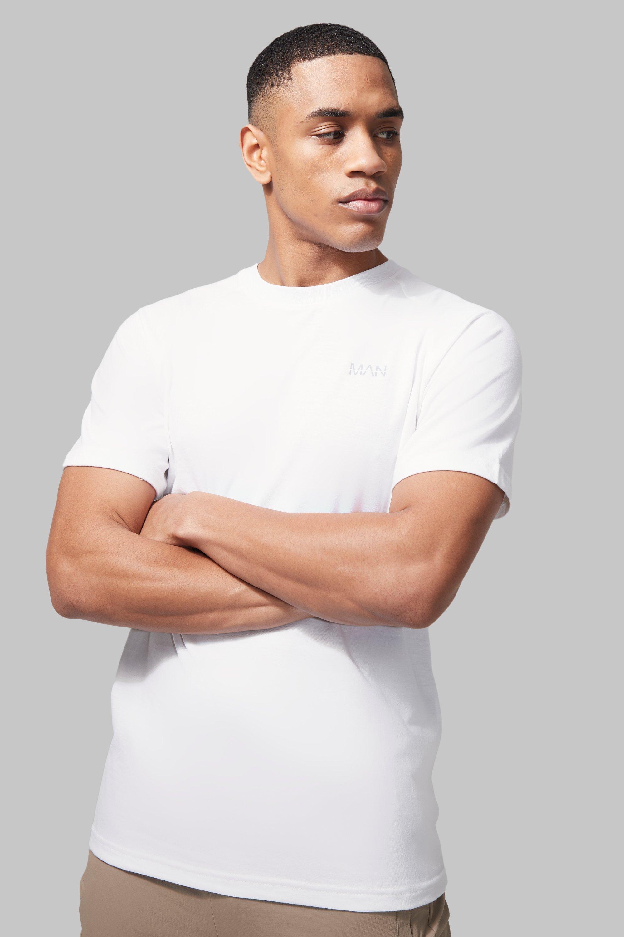 Mens White Man Active Gym Raglan T-shirt, White