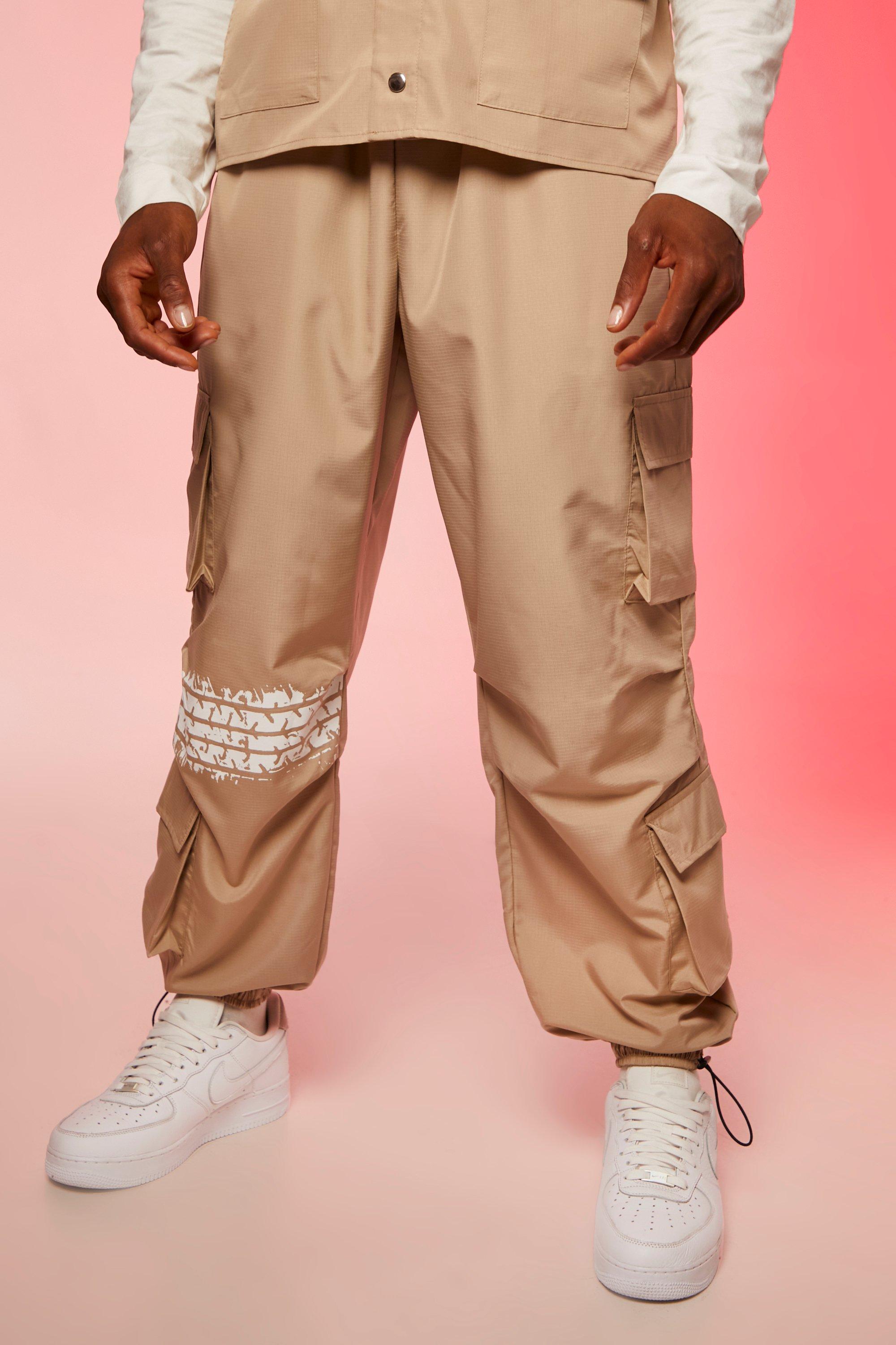 pantalon cargo baggy à poches multiples homme - taupe - xs, taupe