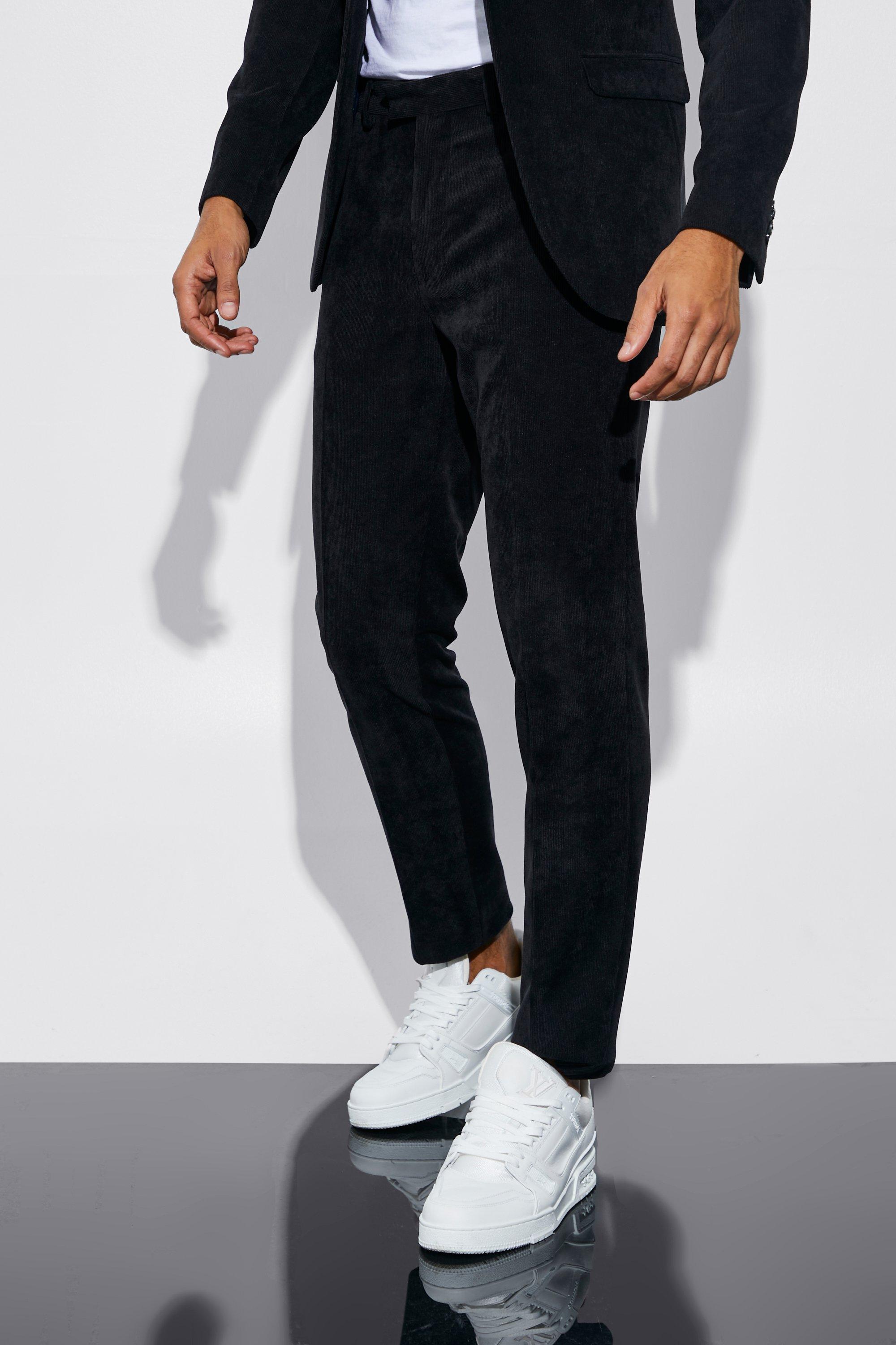 pantalon de costume skinny en velours côtelé homme - noir - 34l, noir