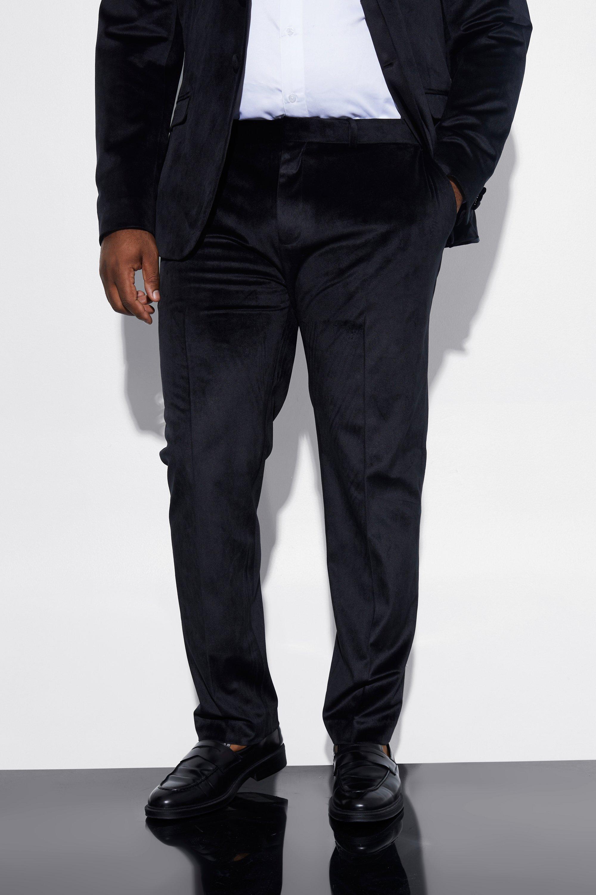 grande taille - pantalon de costume skinny en velours homme - noir - 44r, noir