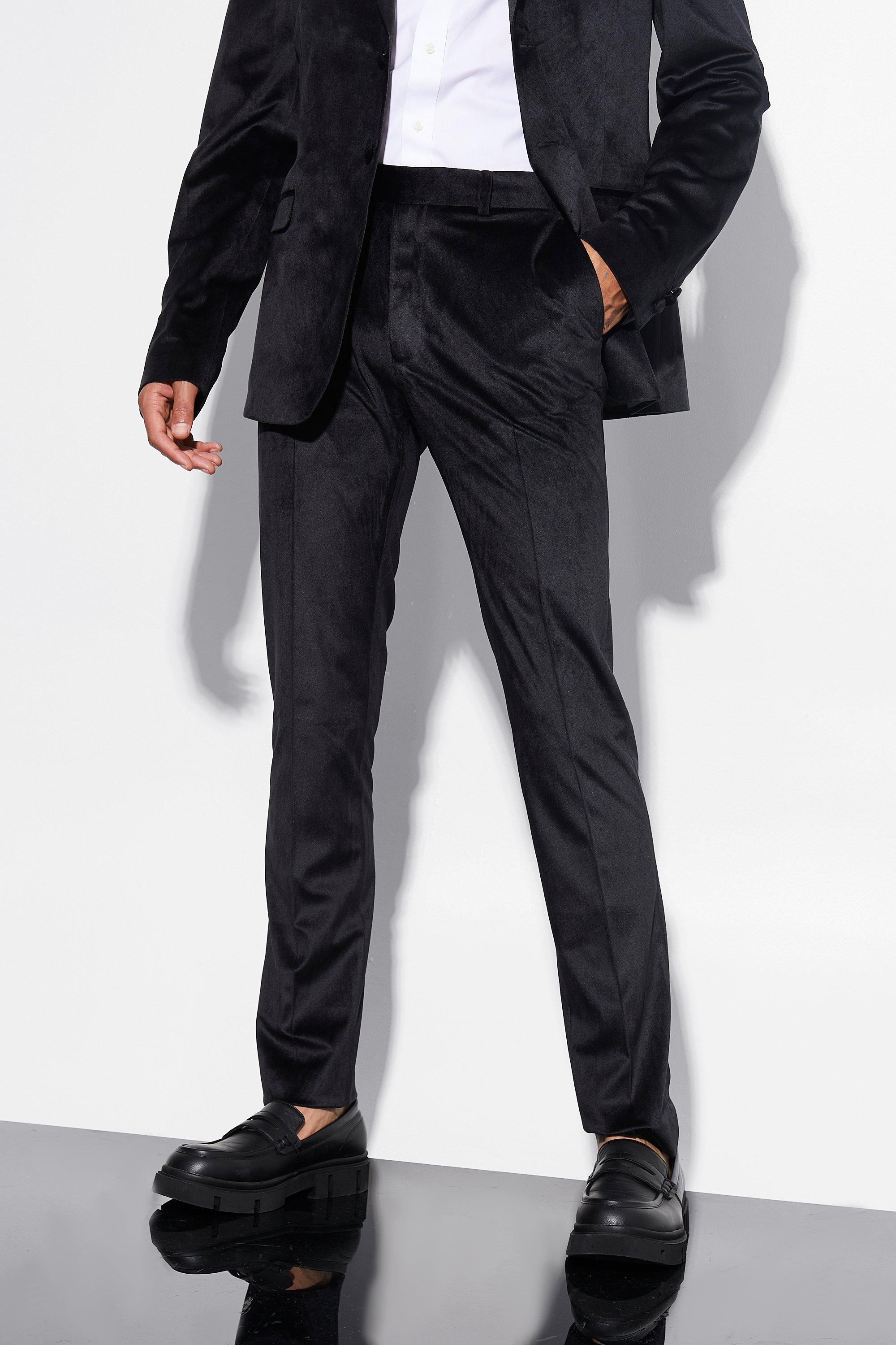 tall - pantalon de costume skinny en velours homme - noir - 30, noir