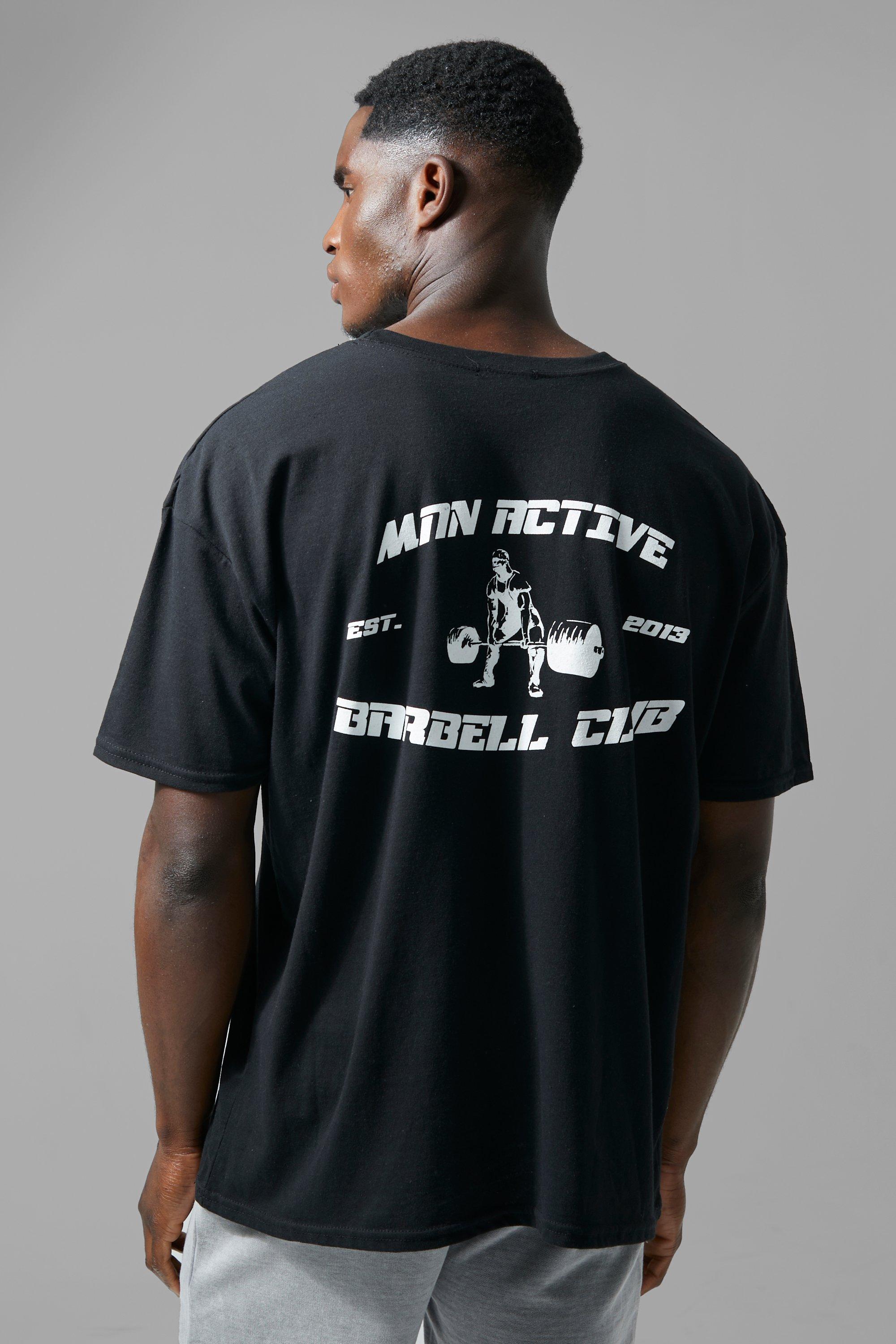 T-shirt oversize Man Active Gym Barbell Club, Nero