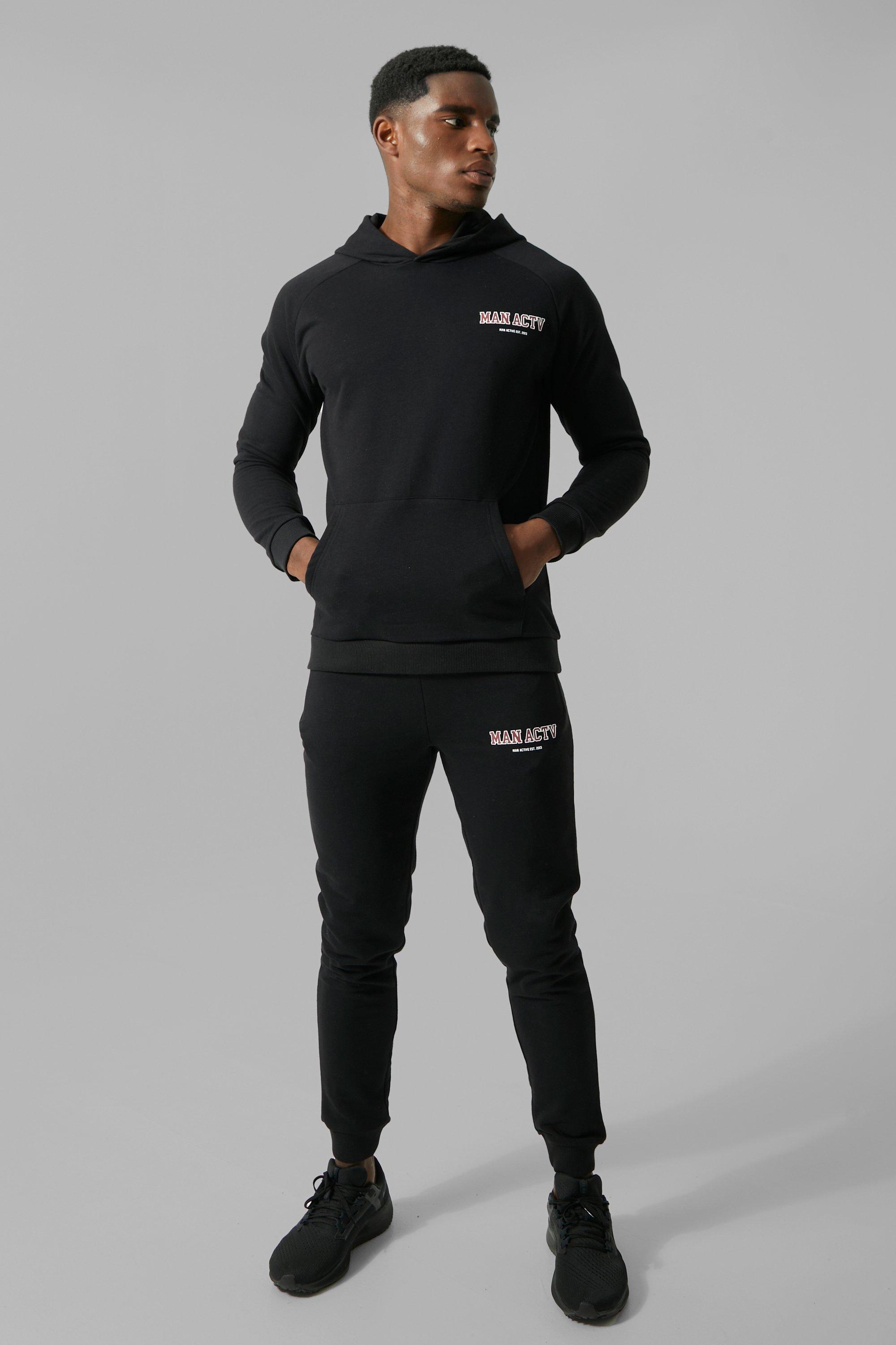 Man Active Gym Athletic Trainingsanzug Mit Kapuze - Black - L, Black