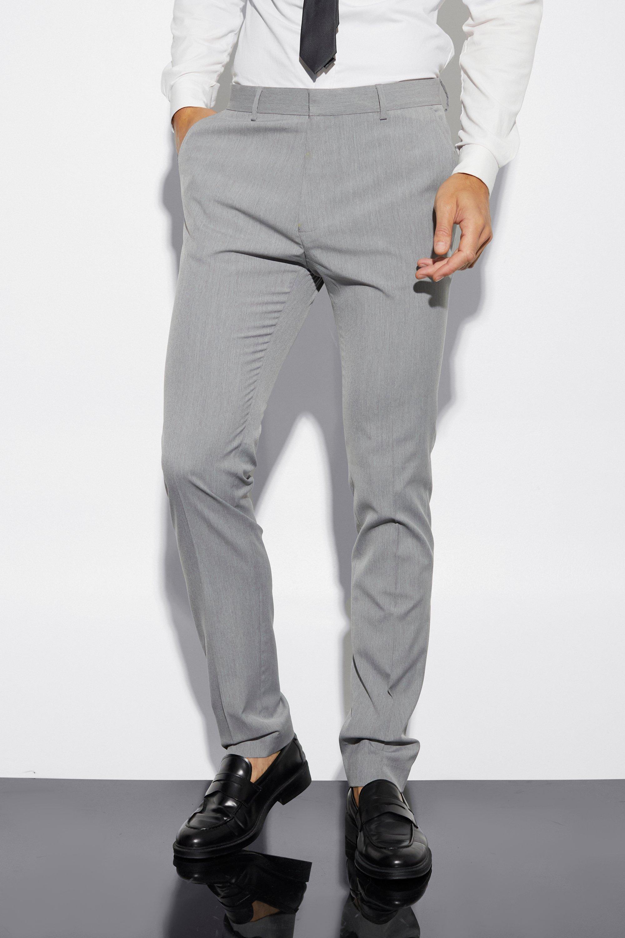 Mens Grey Tall Skinny Suit Trousers, Grey