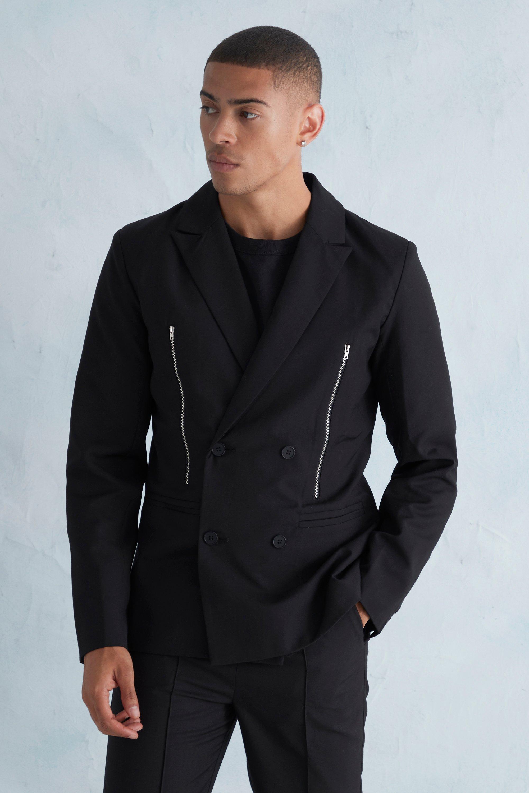 veste de costume cintrée zippée homme - noir - 40, noir