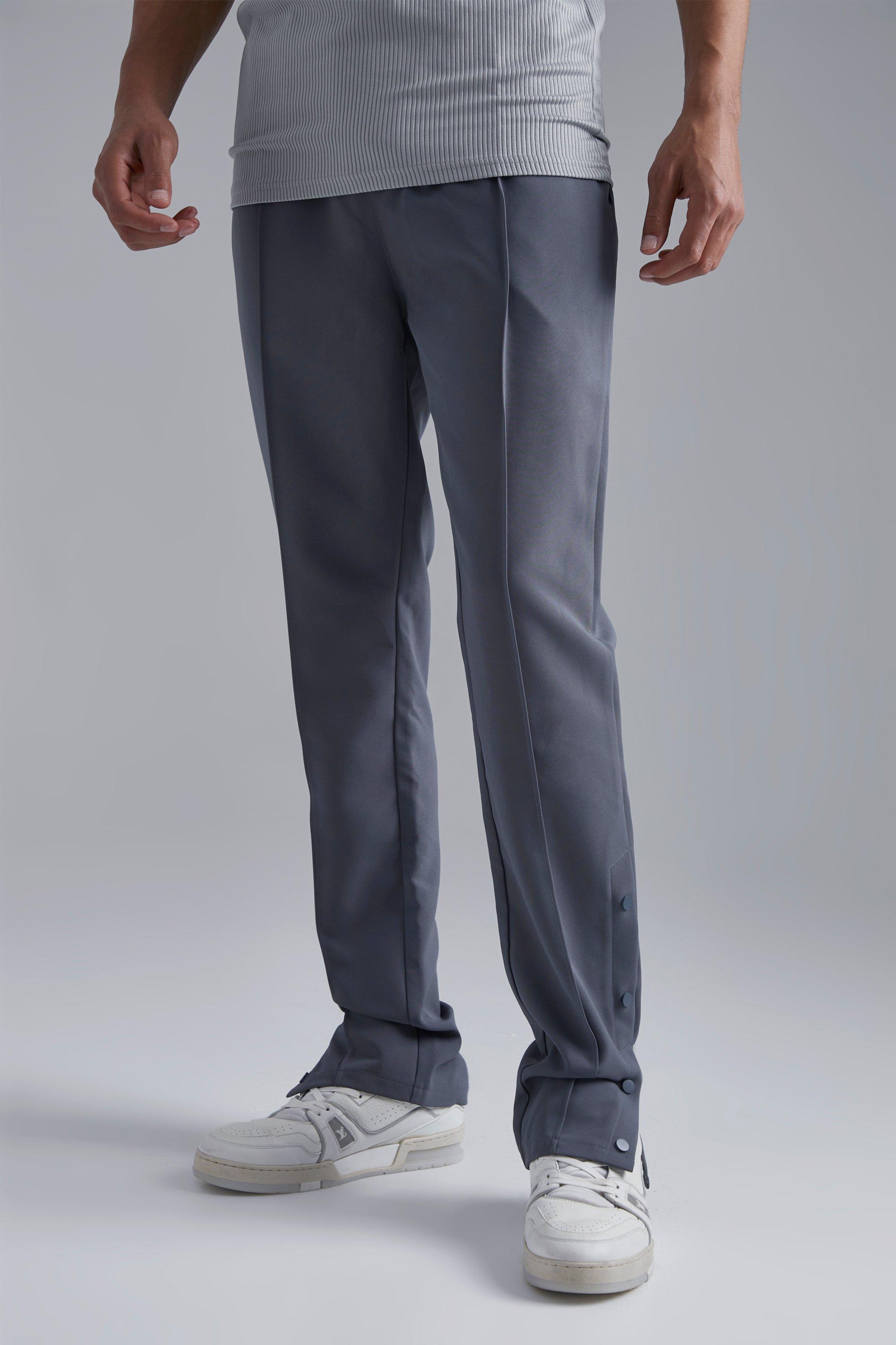Mens Grey Tall Popper Detail Tapered Trouser, Grey