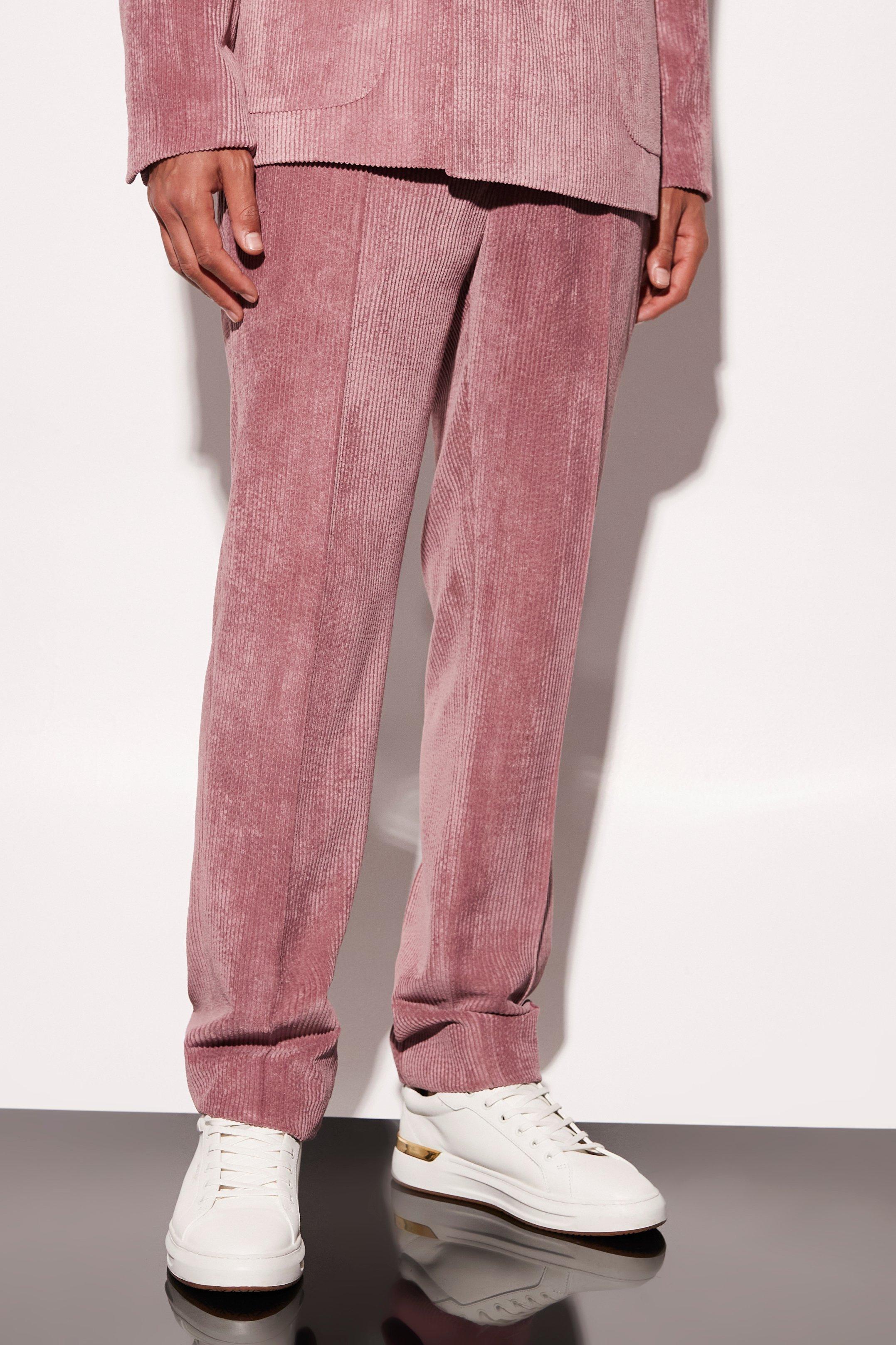 tall - pantalon de costume en velours côtelé homme - rose - 38, rose
