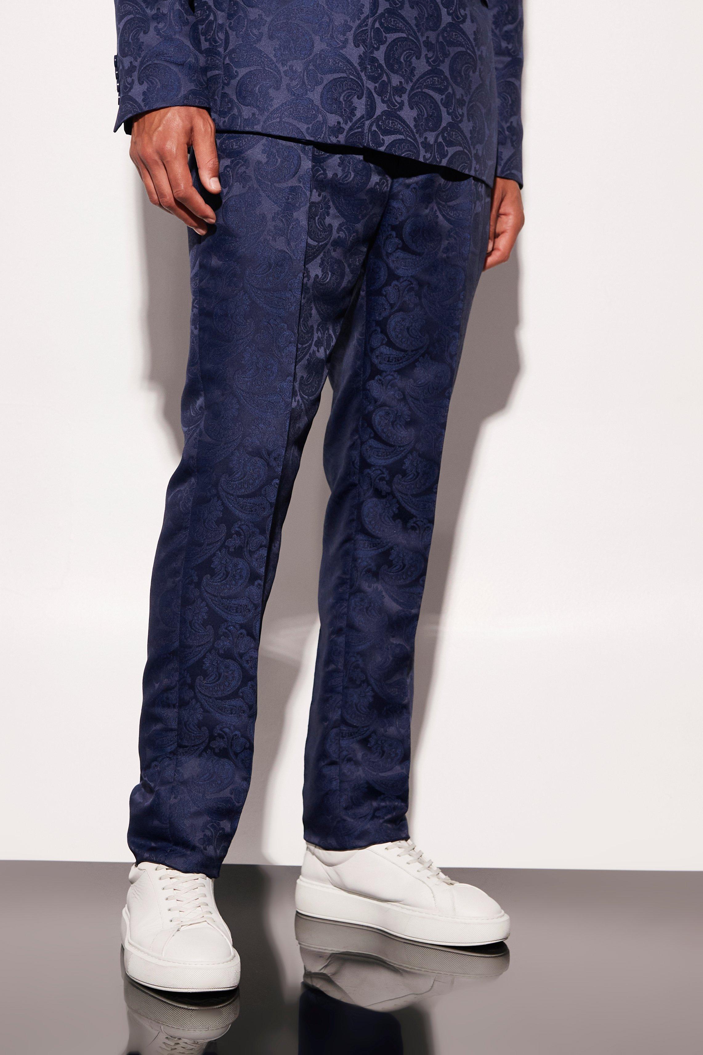 tall - pantalon de costume slim à imprimé cachemire homme - bleu - 34, bleu