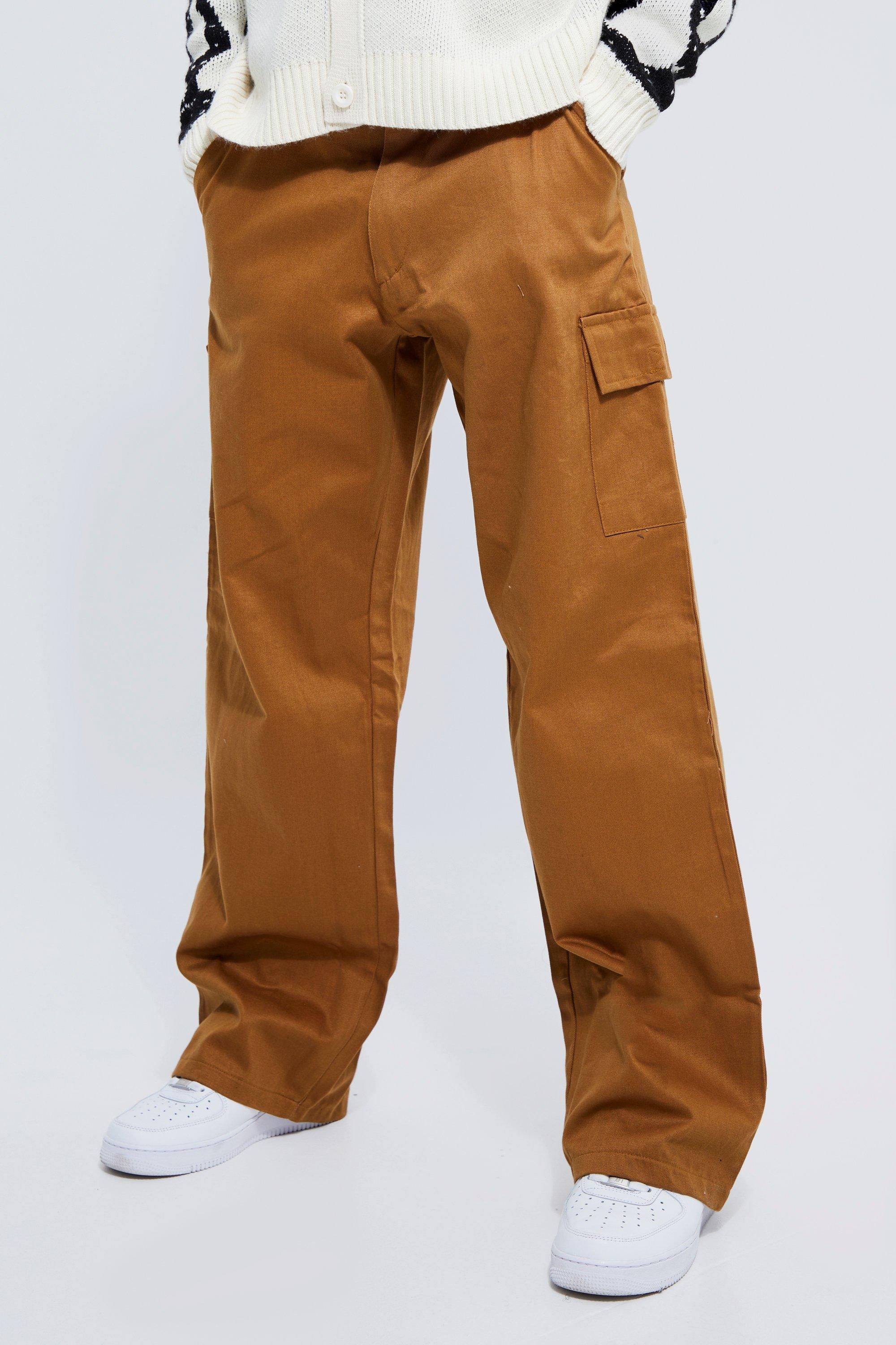 pantalon cargo large à ceinture homme - brun doré - 28, brun doré