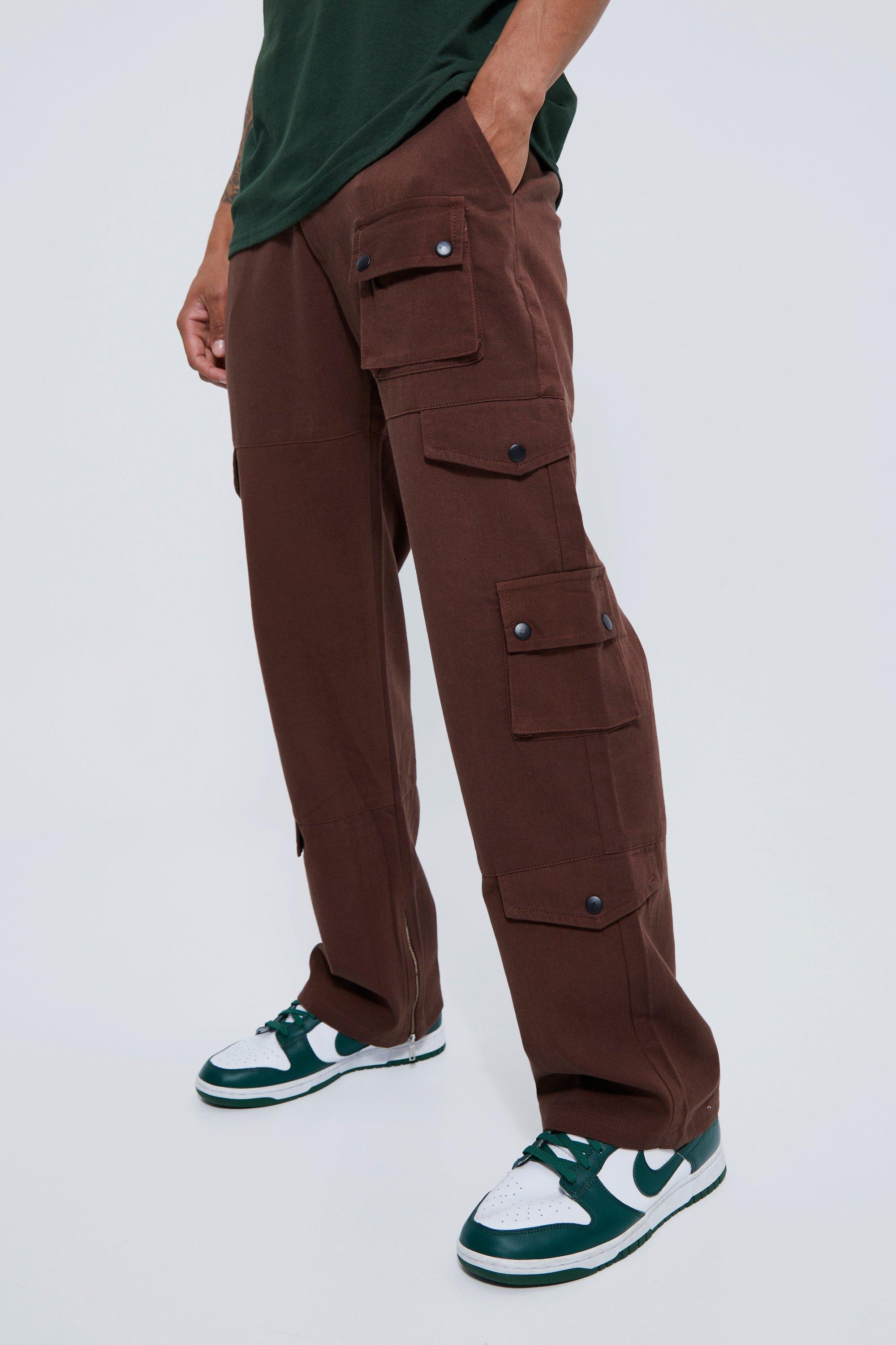 pantalon cargo décontracté homme - brun - 30r, brun