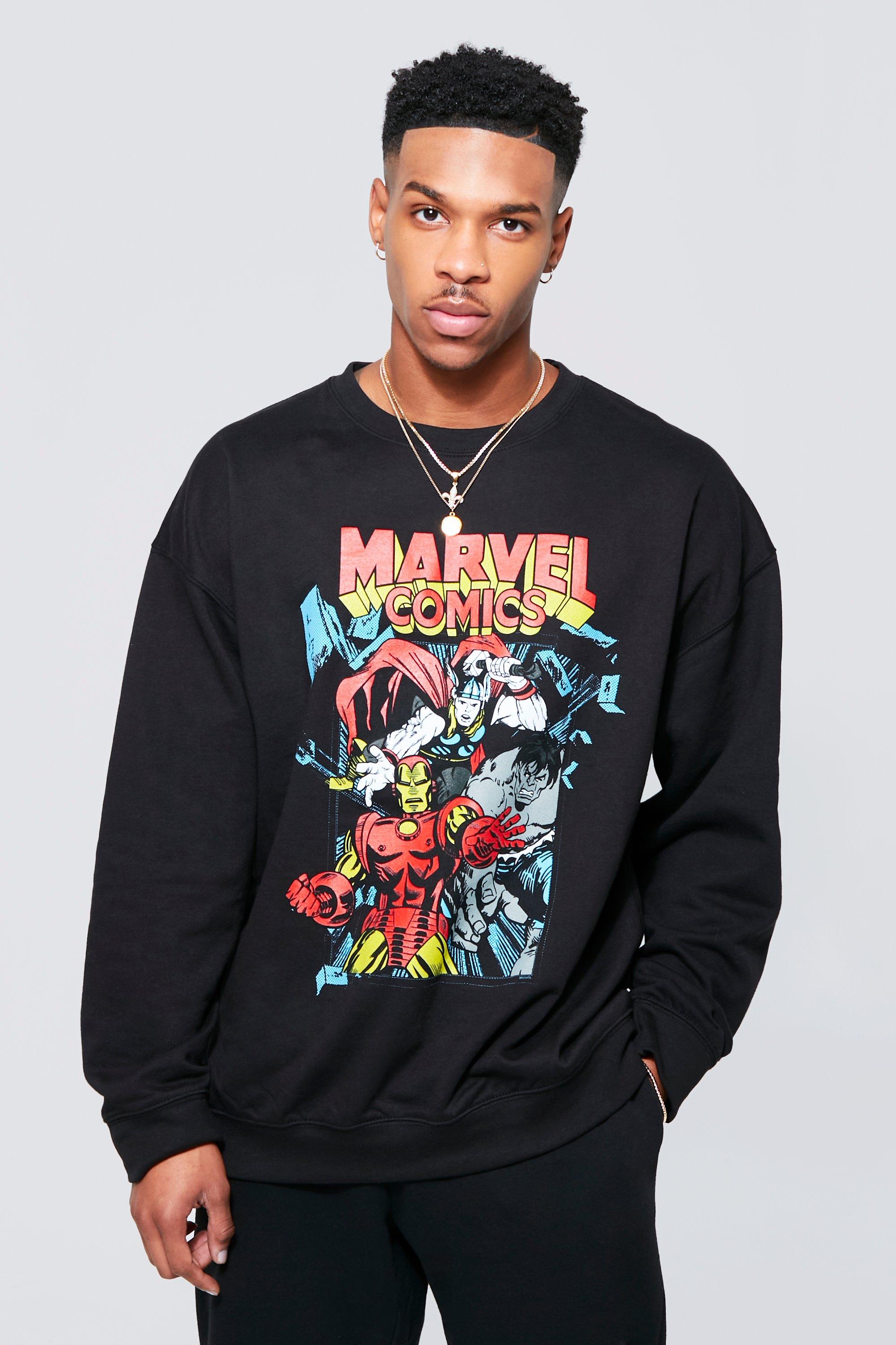Marvel Oversized Sweatshirt, Black