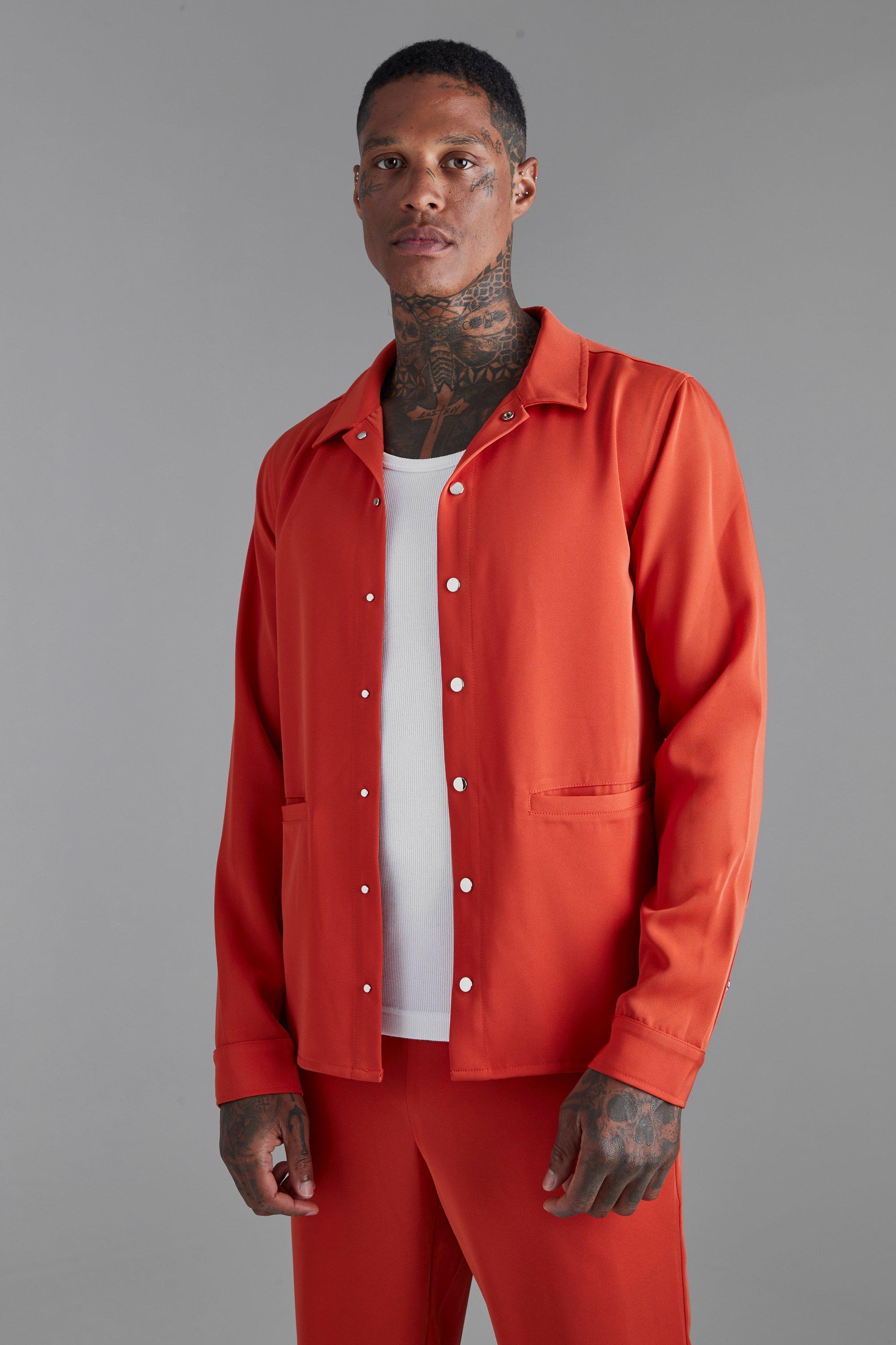 veste harrington habillée à boutons pression homme - orange - m, orange