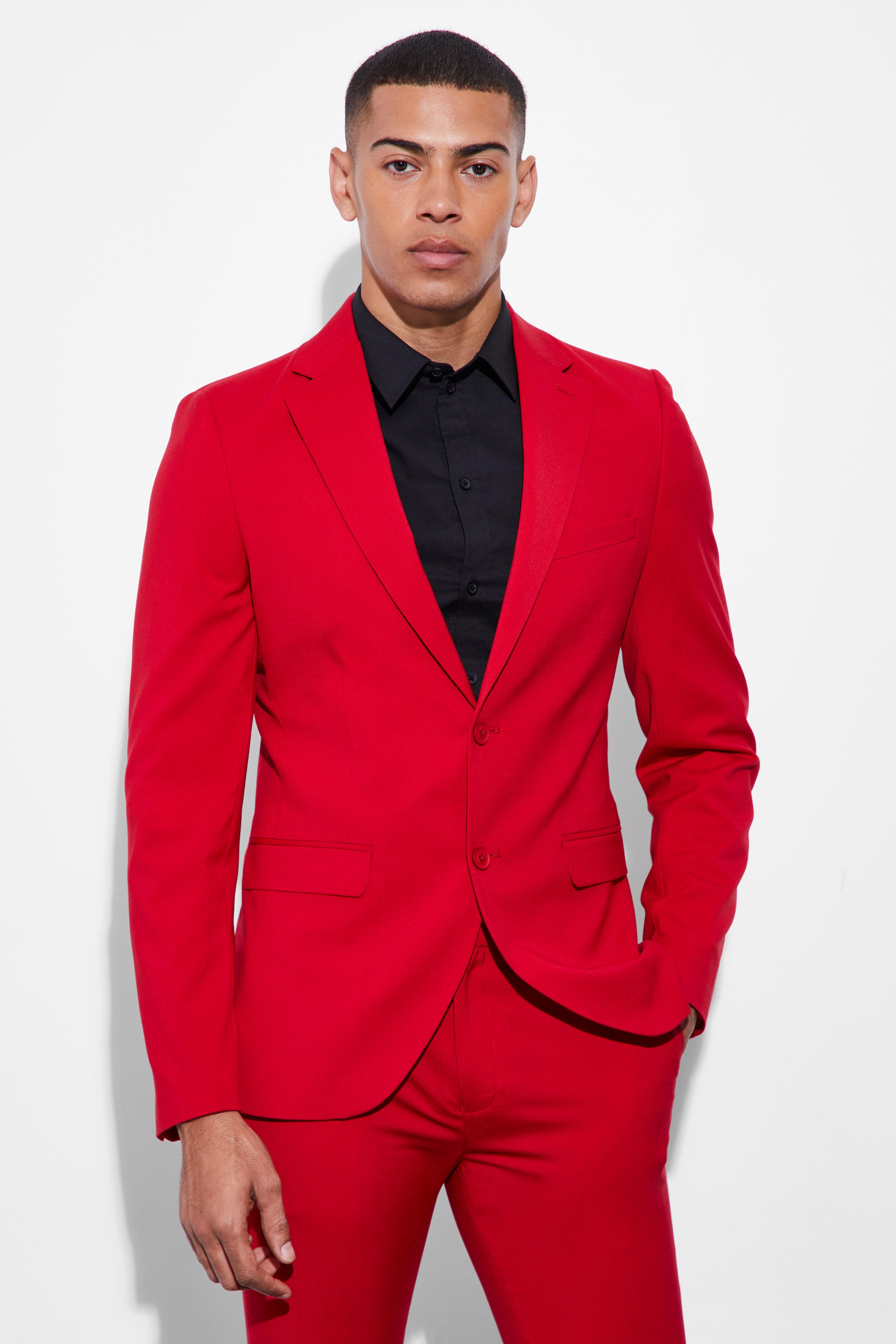 veste de costume droite cintrée homme - rouge - 36, rouge