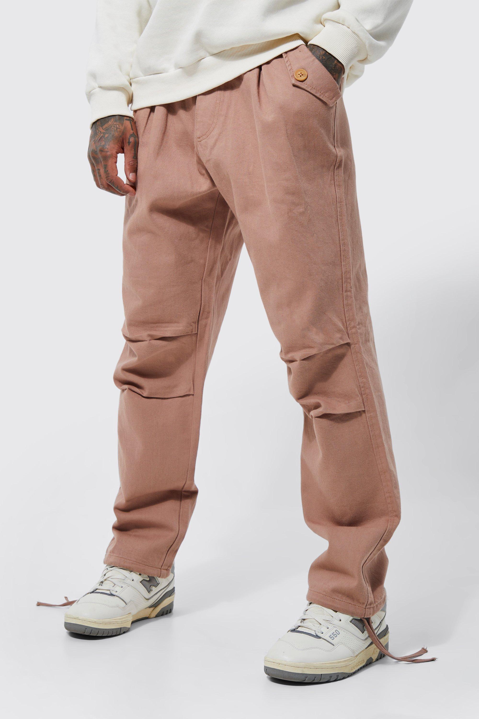 pantalon cargo ample à taille élastiquée homme - marron - s, marron