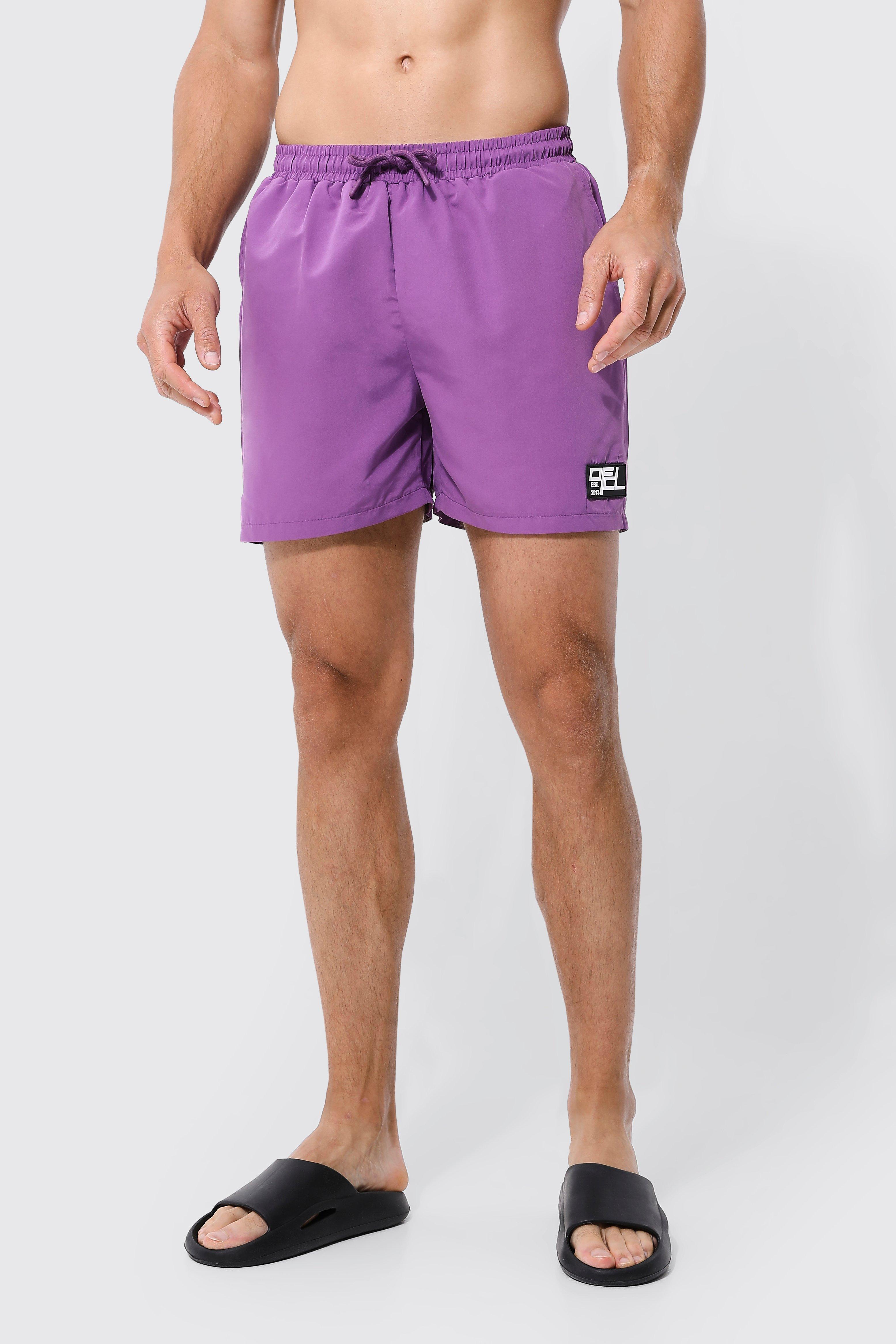 tall - short de bain court à étiquette en caoutchouc homme - violet - l, violet