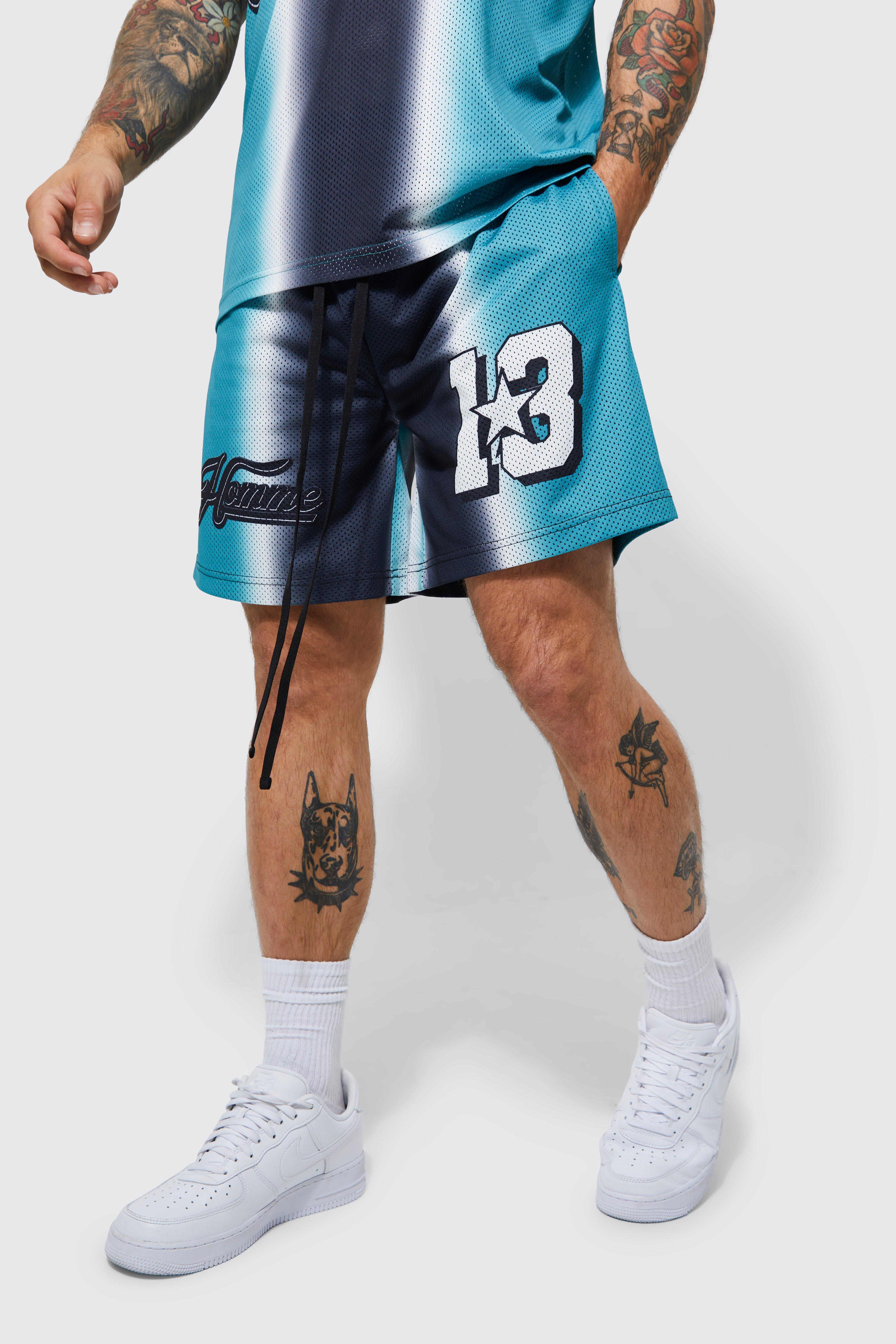 Image of Pantaloncini da basket Homme in rete con stampa sfumata, Verde