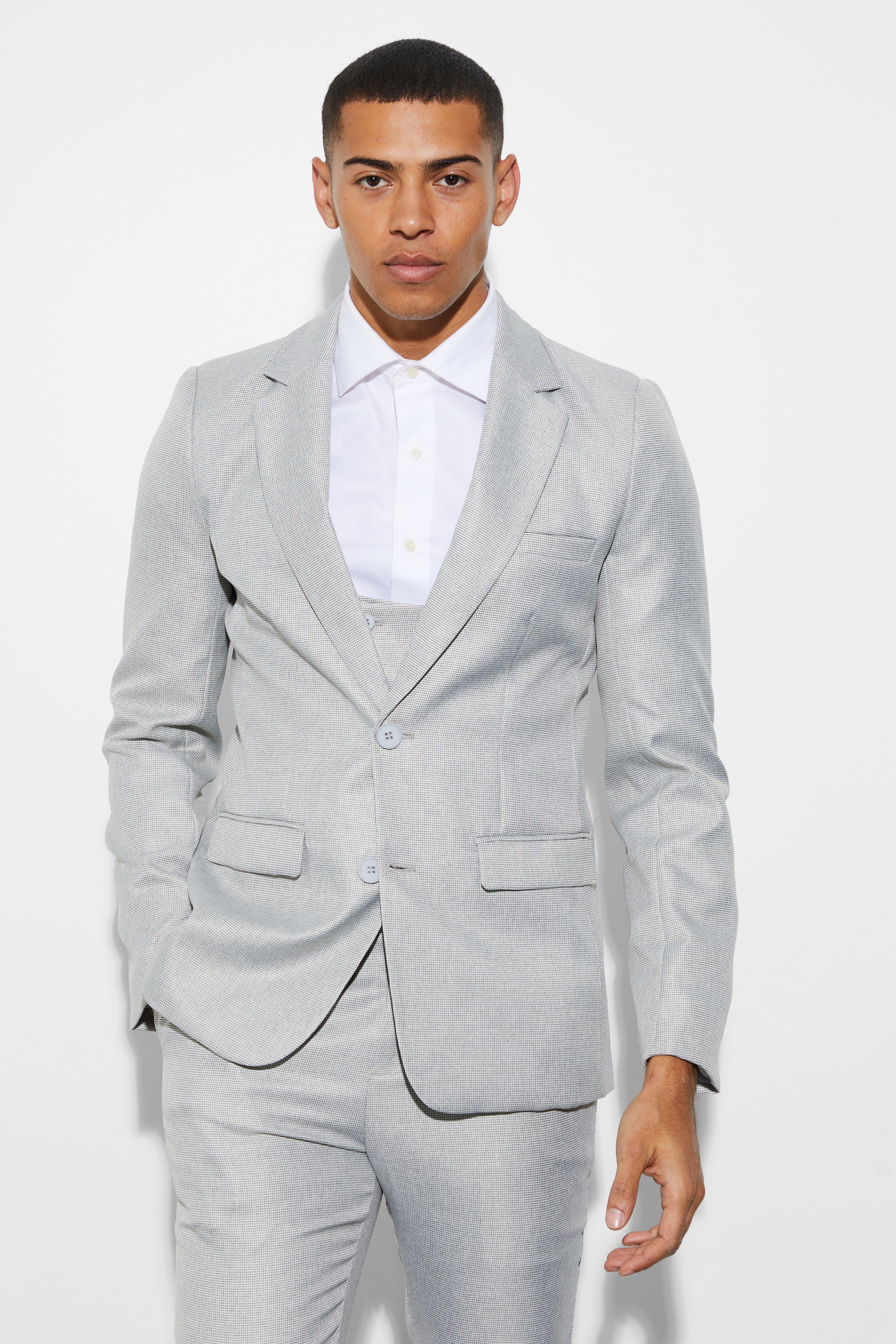 veste de costume courte texturée homme - gris - 38, gris