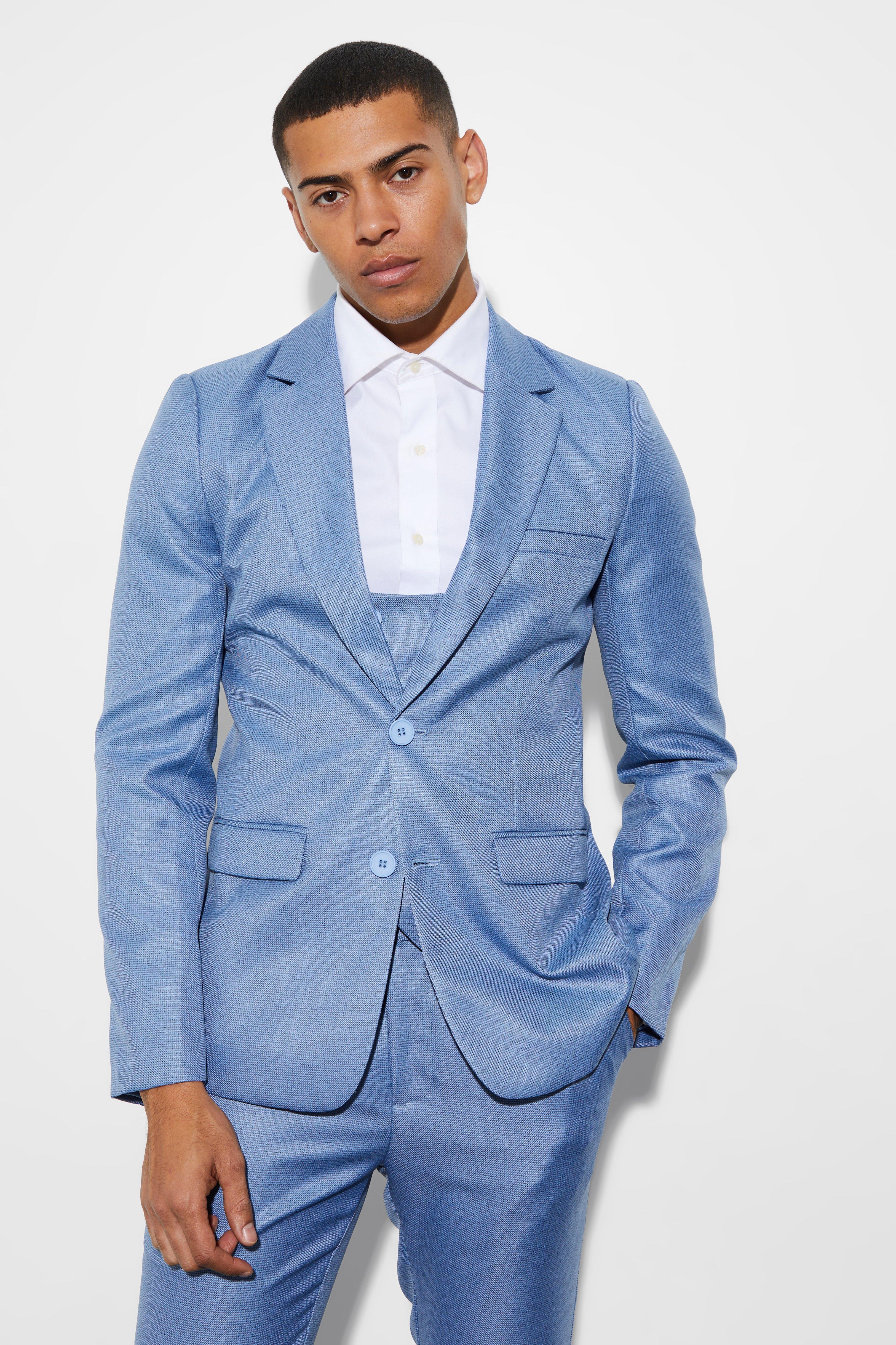 veste de costume courte texturée homme - bleu - 38, bleu