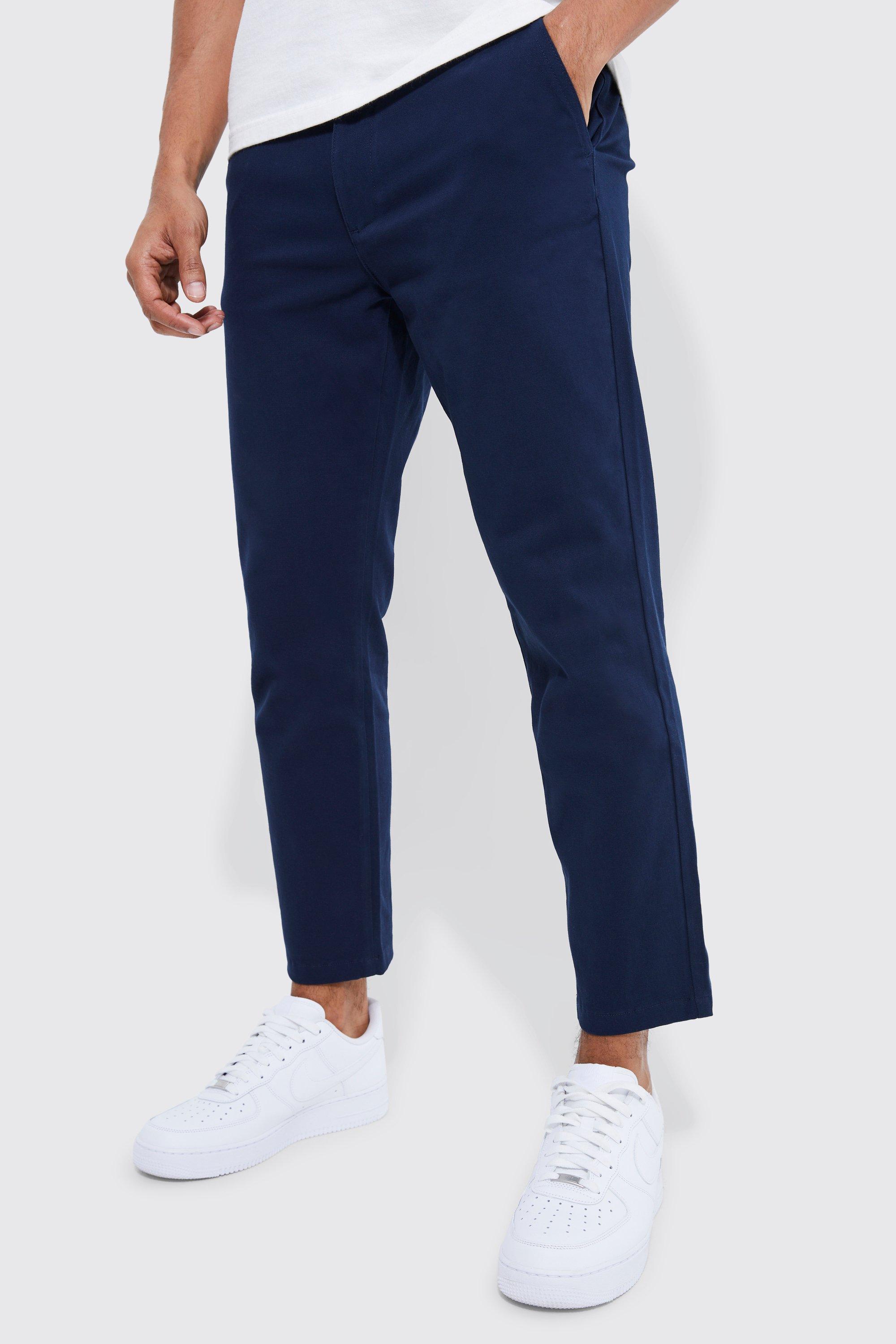 pantalon chino slim court homme - bleu - 28, bleu