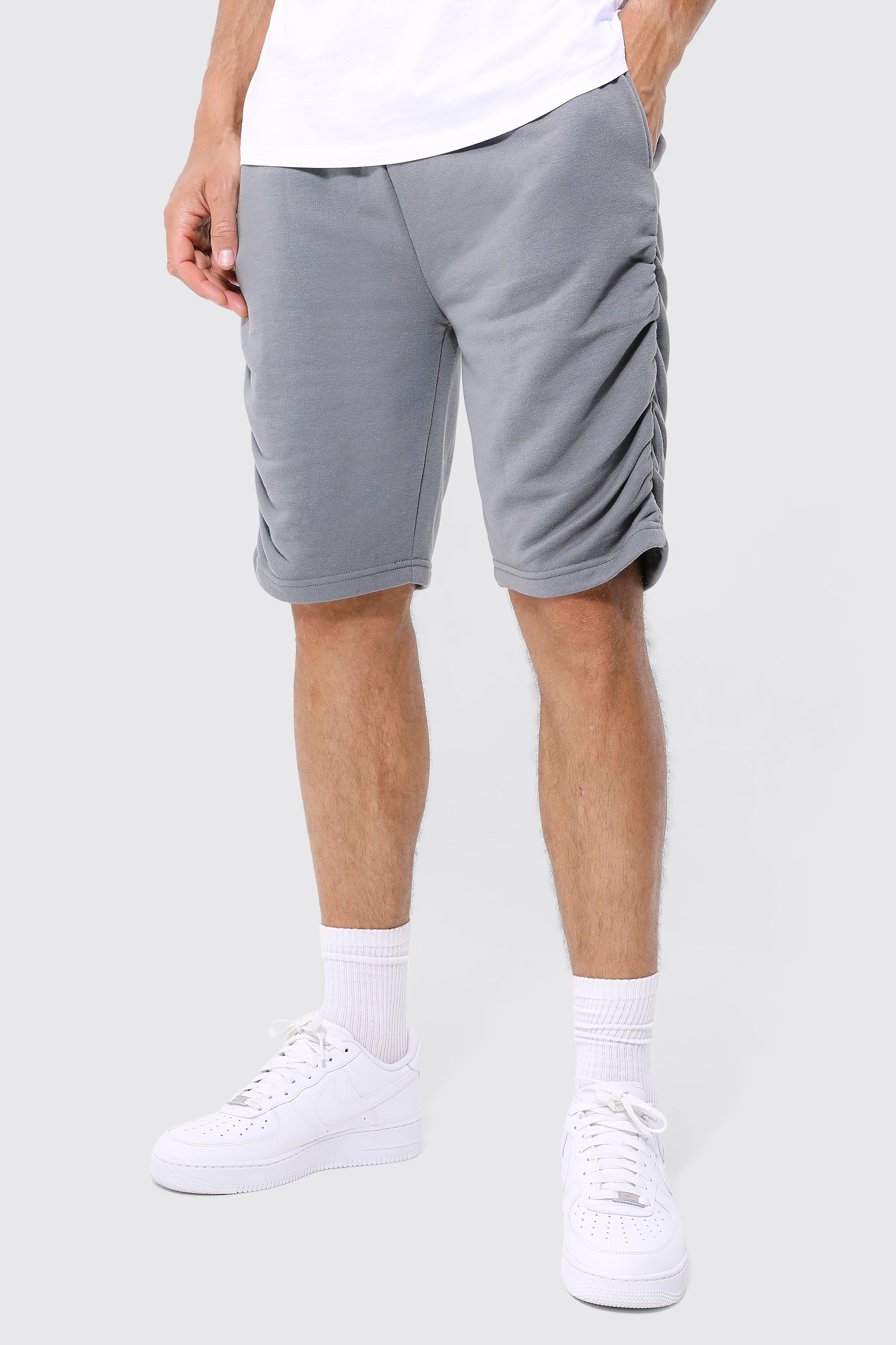 Mens Grey Tall Slim Fit Ruched Side Jersey Short, Grey
